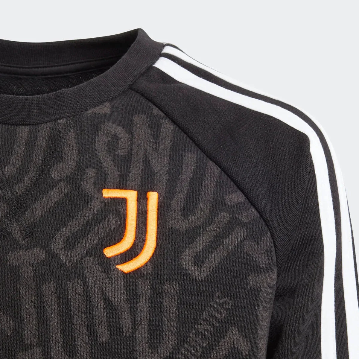 Adidas 2020-21 Juventus Youth Crewneck Sweater - Black-Orange - Image 3