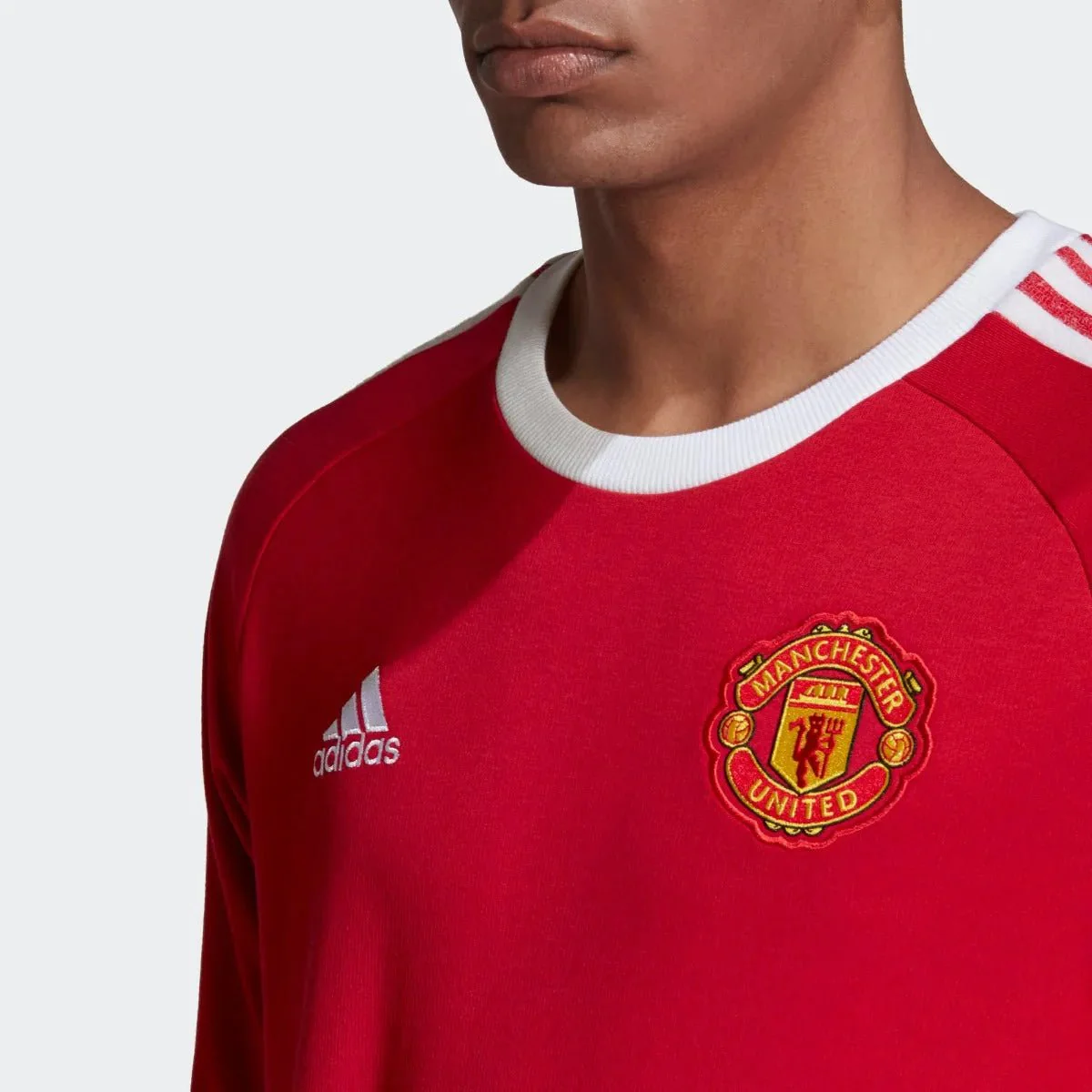 Adidas 2020-21 Manchester United Icons Long-Sleeve Tee - Red-White - Image 3