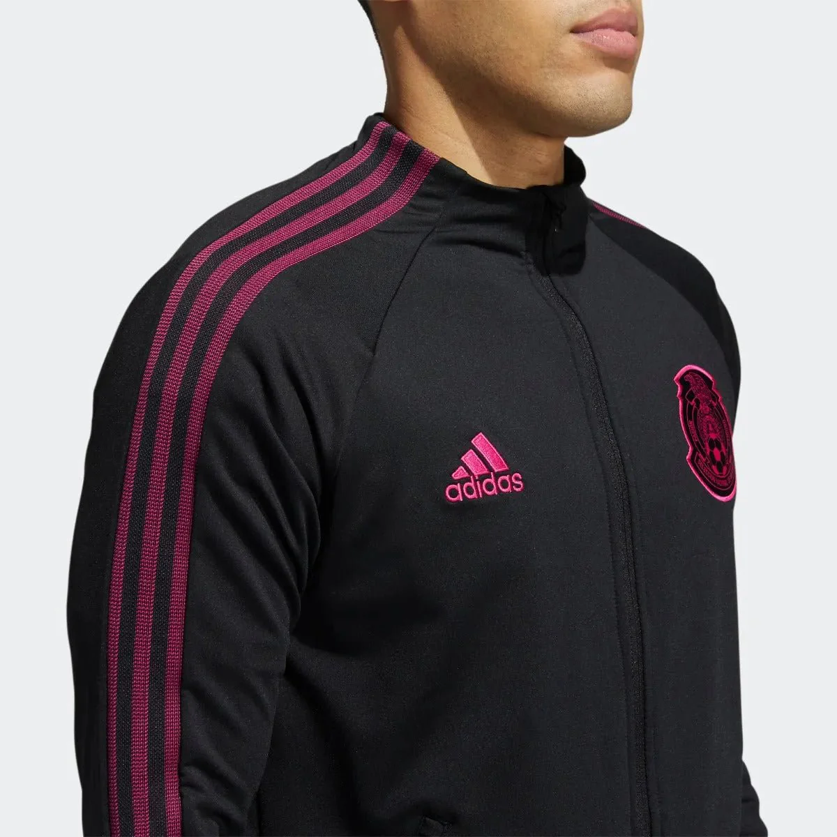 adidas 2020-21 Mexico Anthem Jacket - Black-Pink - Image 4