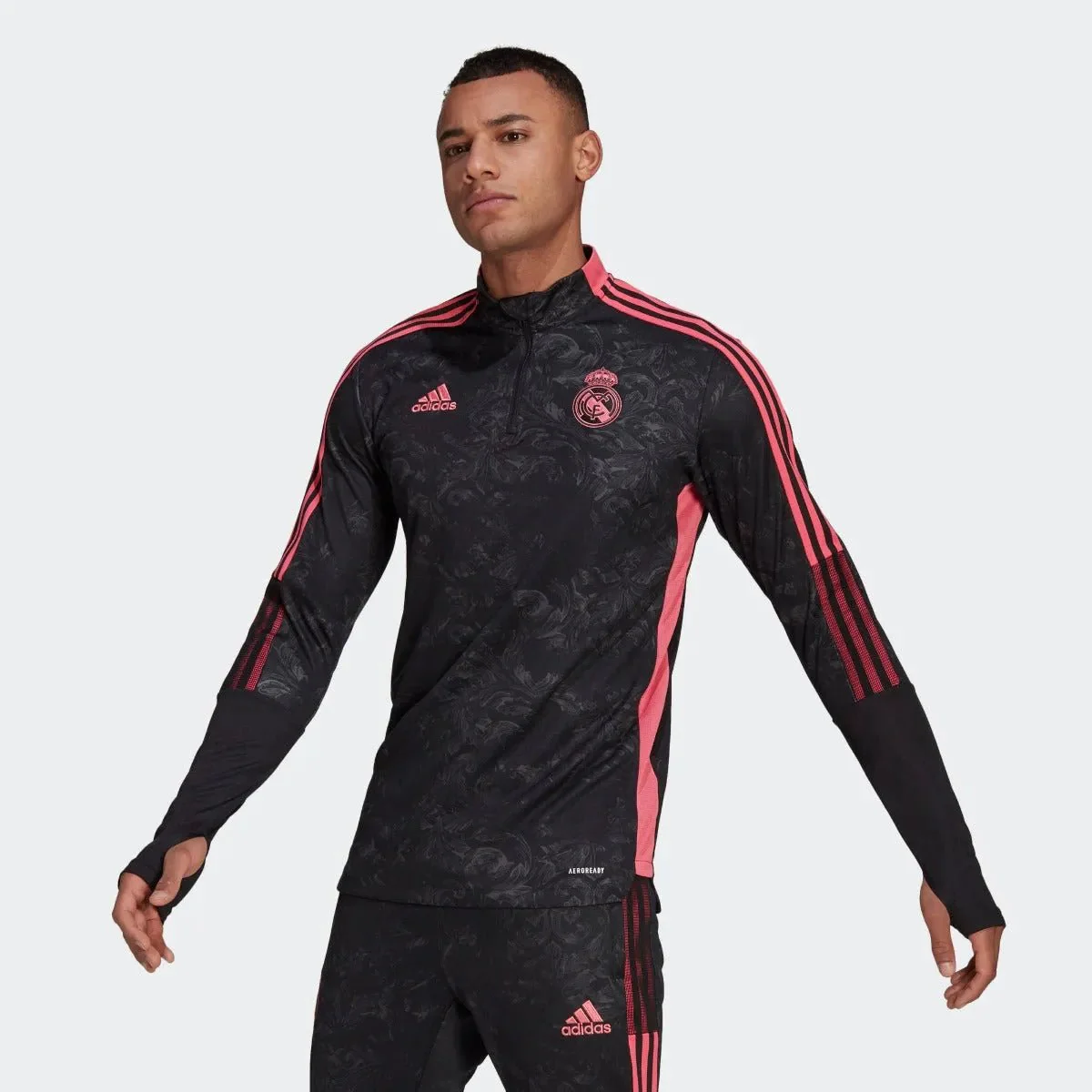 Adidas 2020-21 Real Madrid AOP Training Top - Black-Pink - Image 2