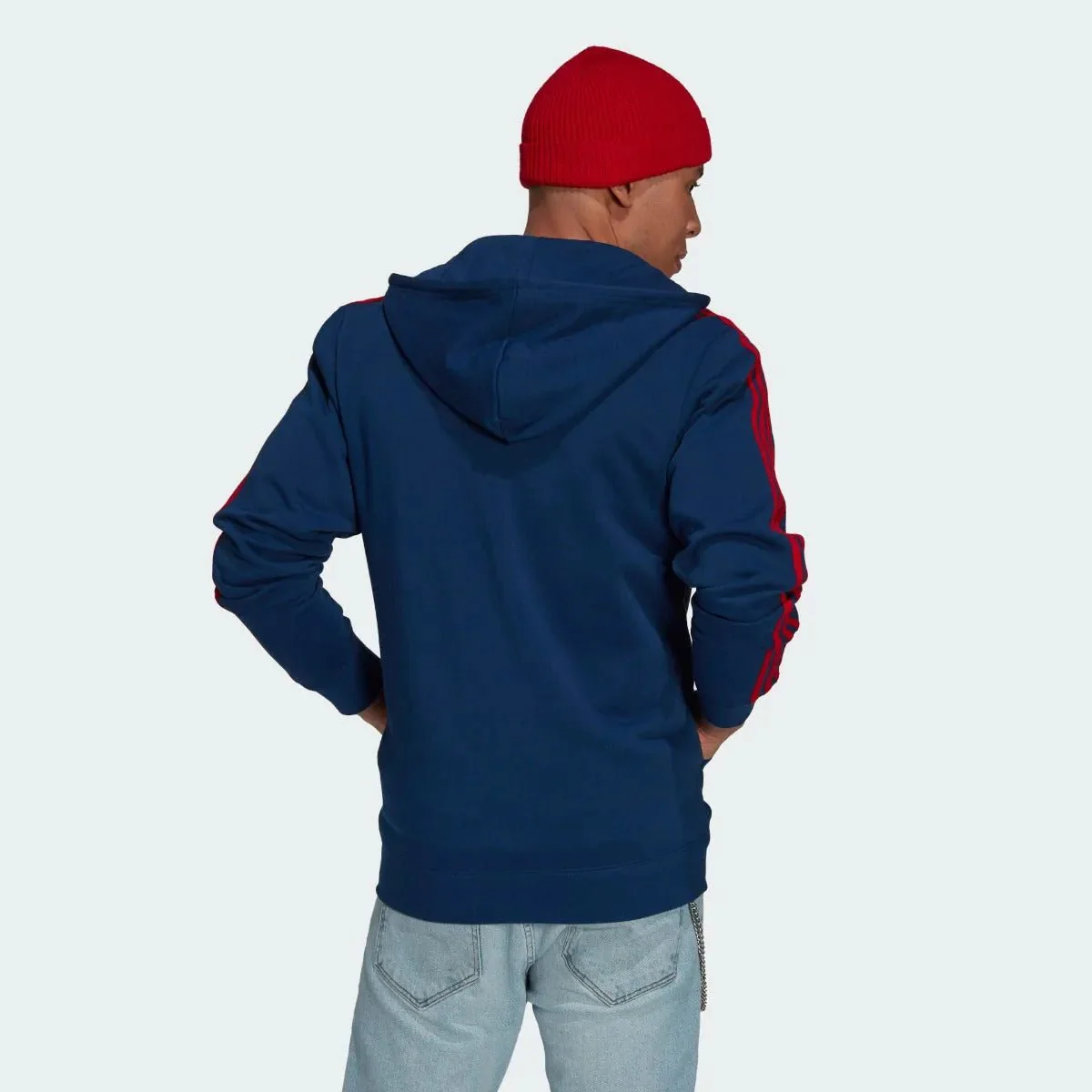 Adidas 2021-22 Arsenal 3 Stripe Full-Zip Hoody - Navy - Image 3