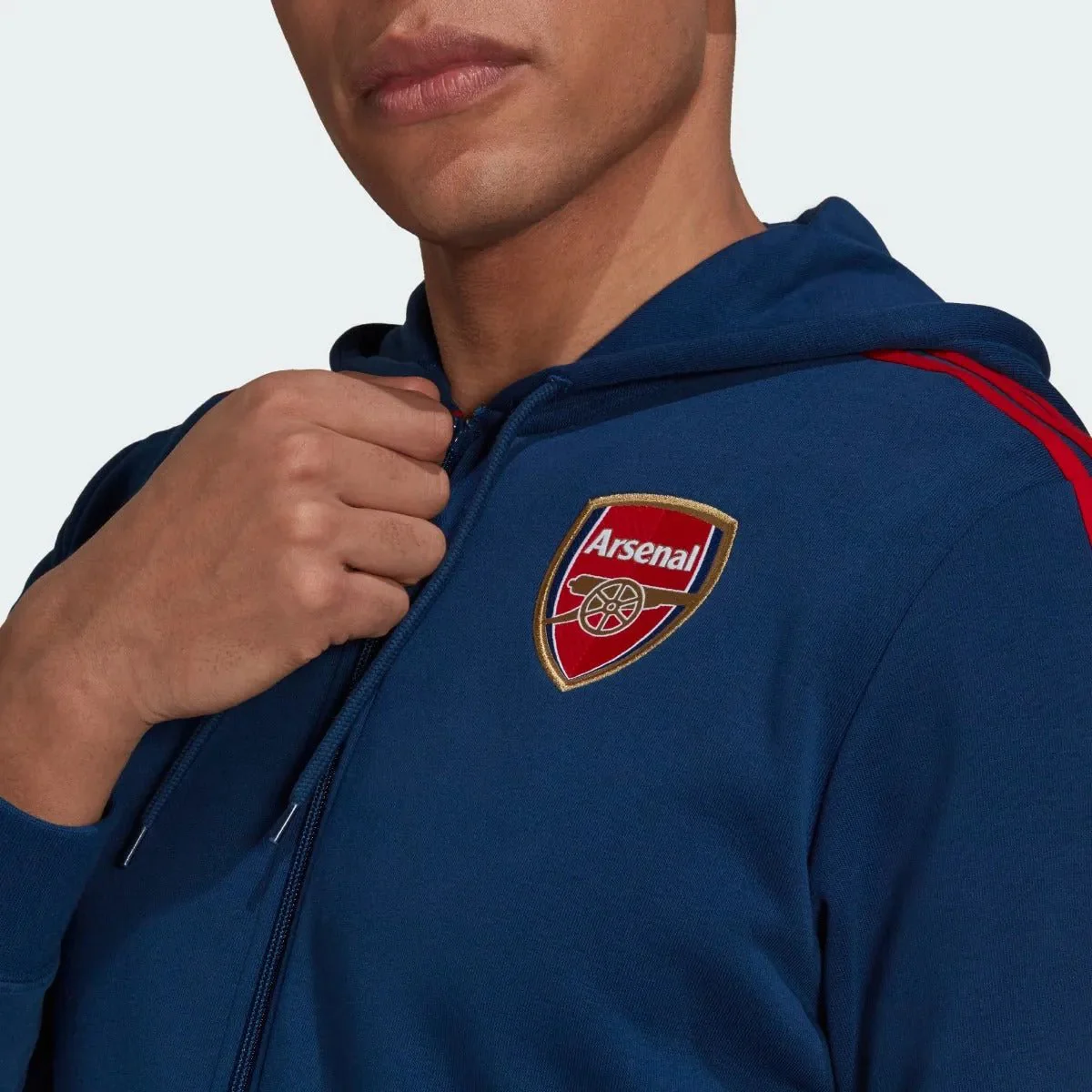 Adidas 2021-22 Arsenal 3 Stripe Full-Zip Hoody - Navy - Image 4