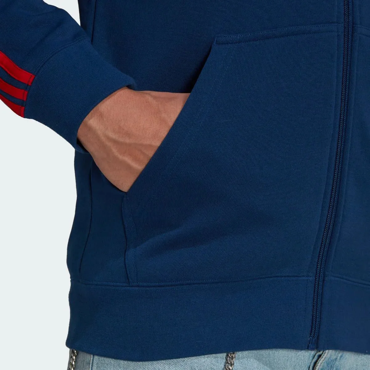 Adidas 2021-22 Arsenal 3 Stripe Full-Zip Hoody - Navy - Image 5