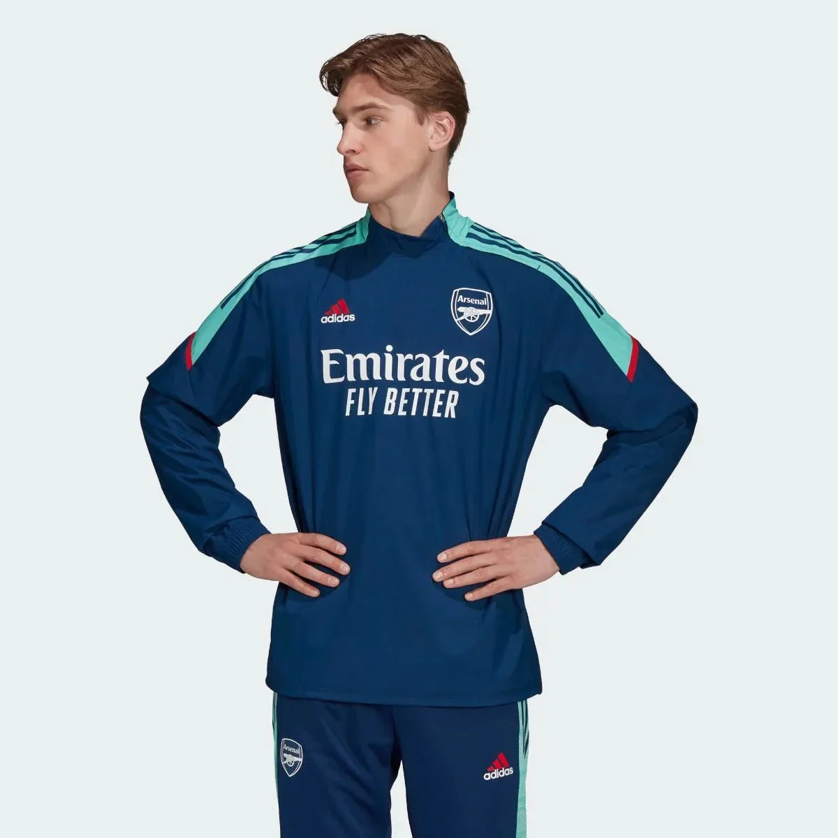 Adidas 2021-22 Arsenal EU Hybrid Top - Navy-Teal - Image 2