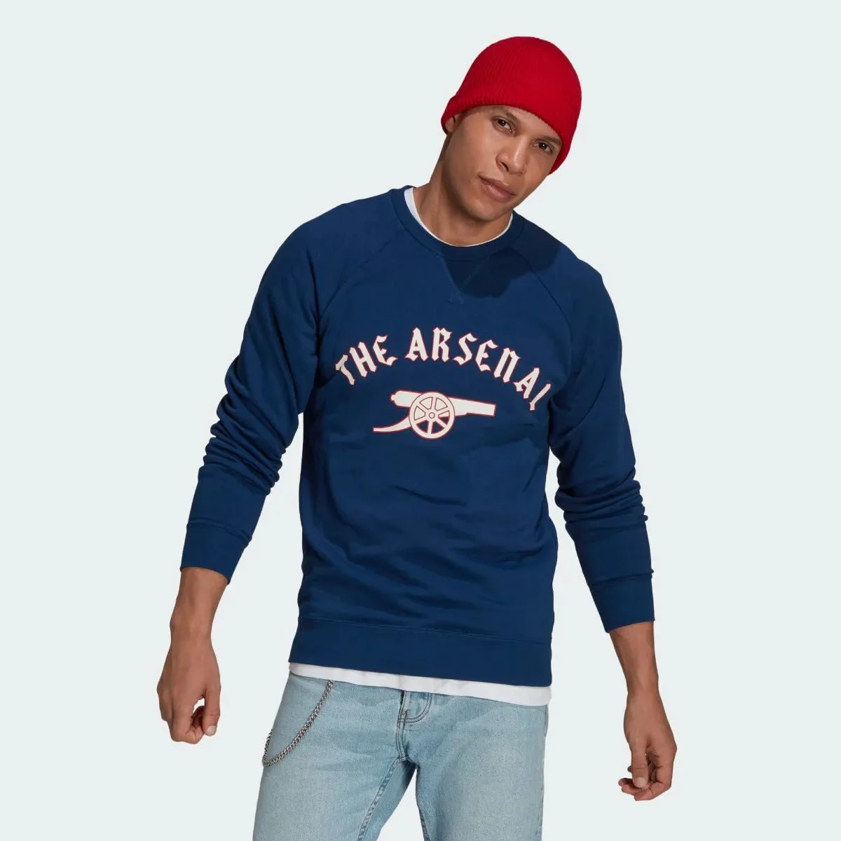Adidas 2021-22 Arsenal Graphic Crew Sweatshirt - Mystery Blue - Image 2