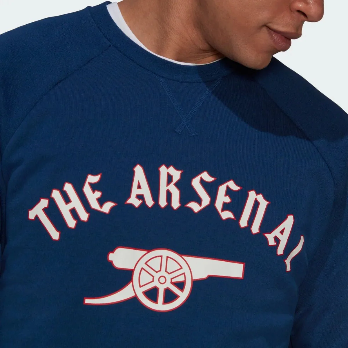 Adidas 2021-22 Arsenal Graphic Crew Sweatshirt - Mystery Blue - Image 4