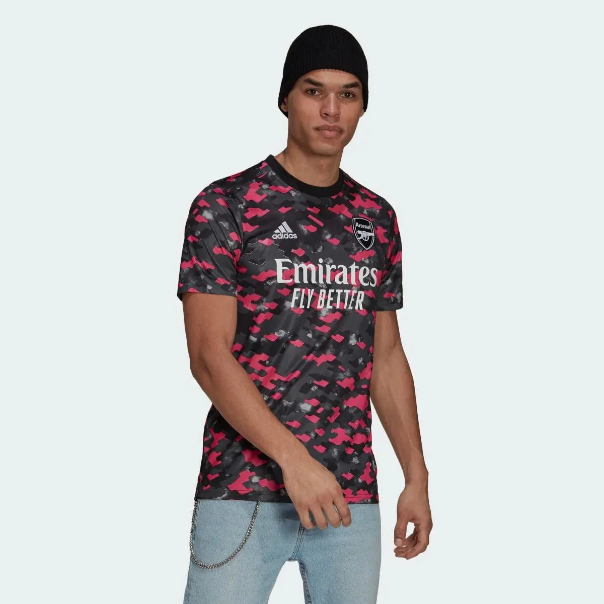 Adidas 2021-22 Arsenal Pre-Match Jersey - Black-Pink - Image 2