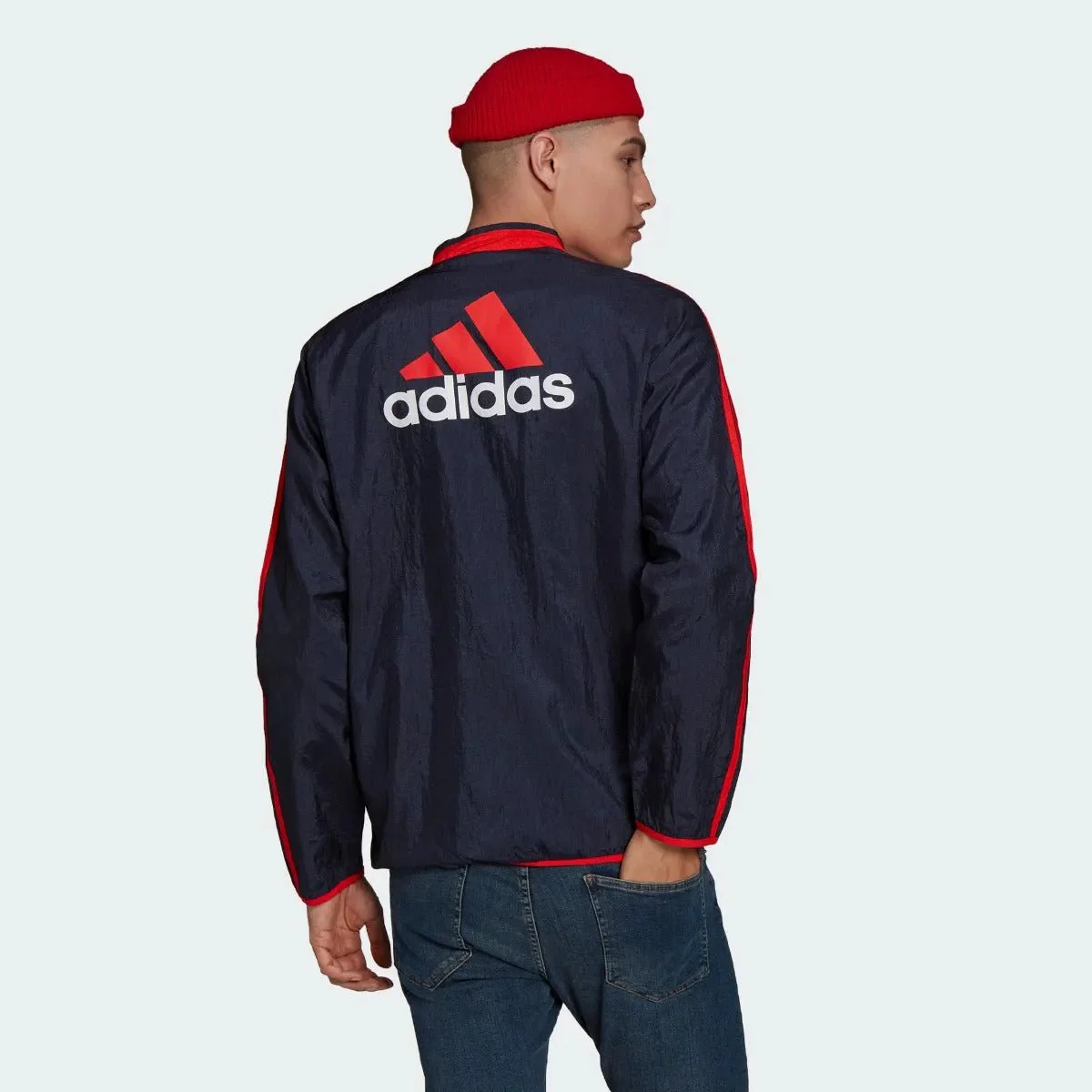 Adidas 2021-22 Bayern Munich Icon Woven Jacket - Navy-Red - Image 3