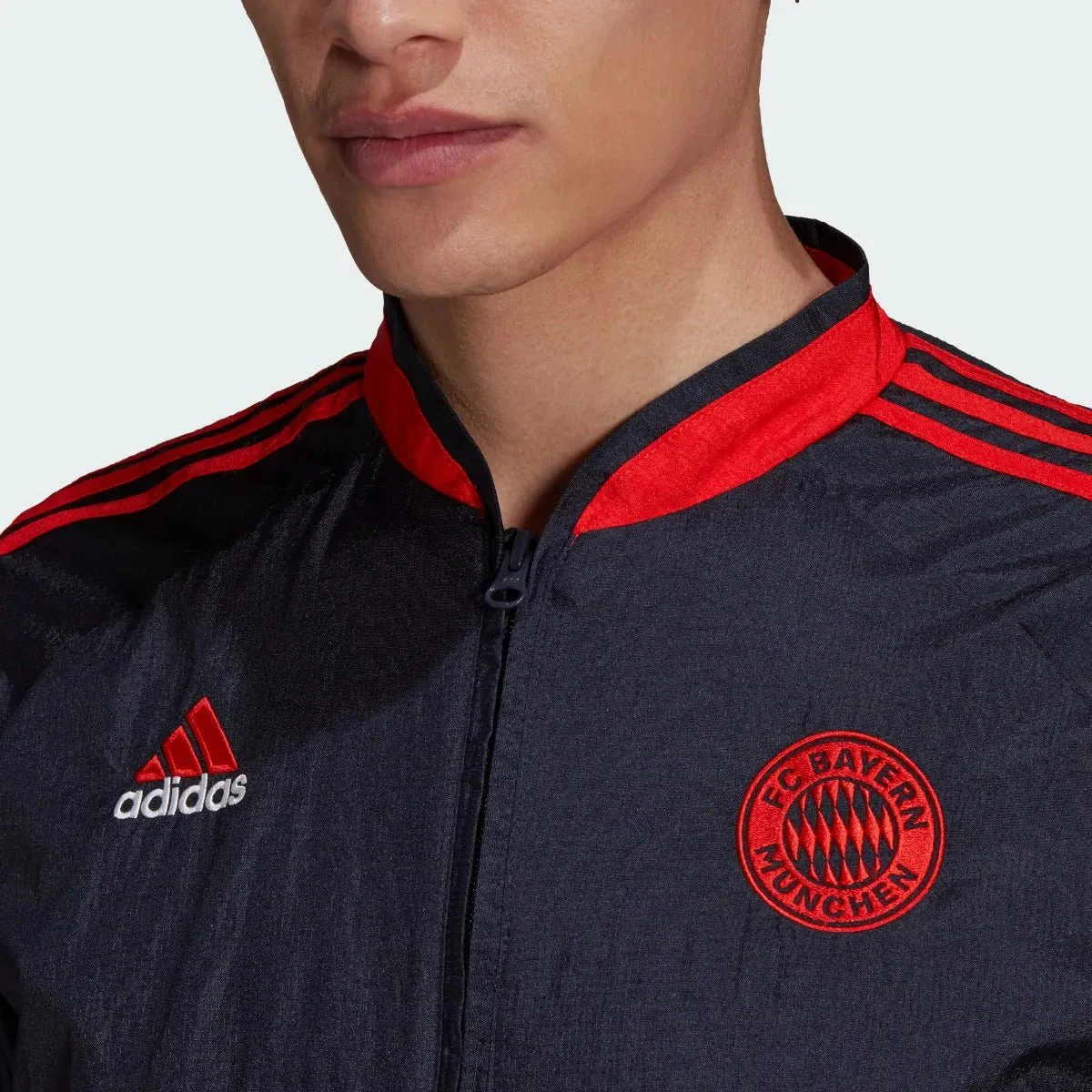 Adidas 2021-22 Bayern Munich Icon Woven Jacket - Navy-Red - Image 4