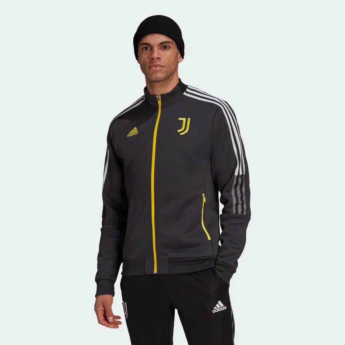 Adidas 2021-22 Juventus Anthem Jacket - Carbon-Yellow - Image 2
