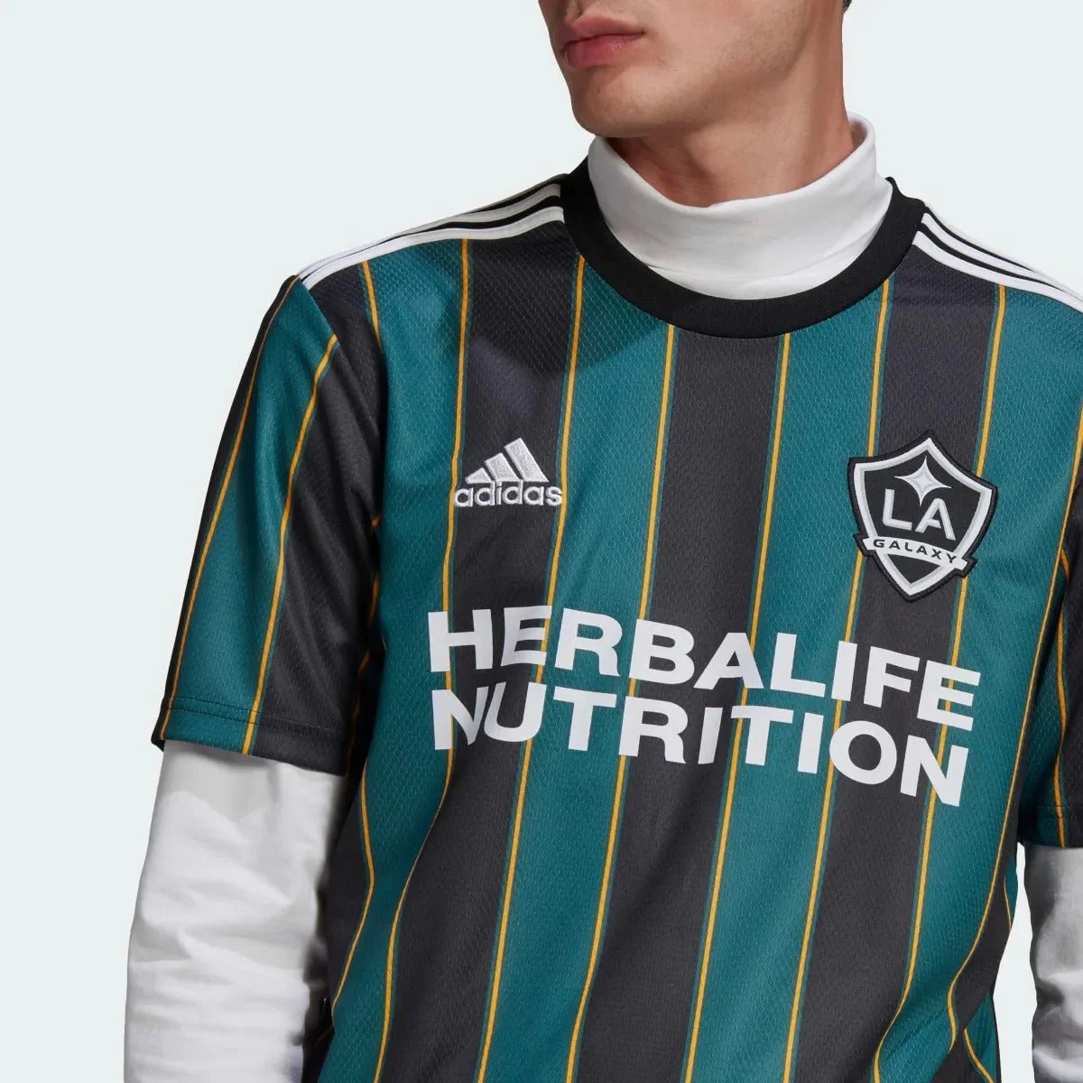 Adidas 2021-22 LA Galaxy Away Jersey - Black-Tech Green - Image 3