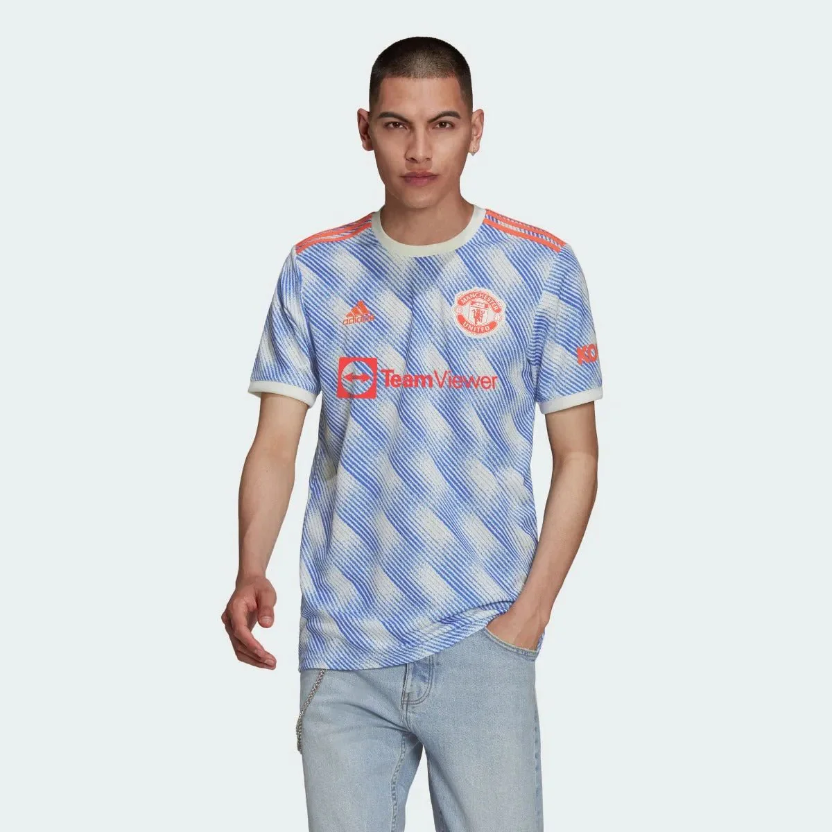 Adidas 2021-22 Manchester United Away Jersey - White-Royal - Image 3