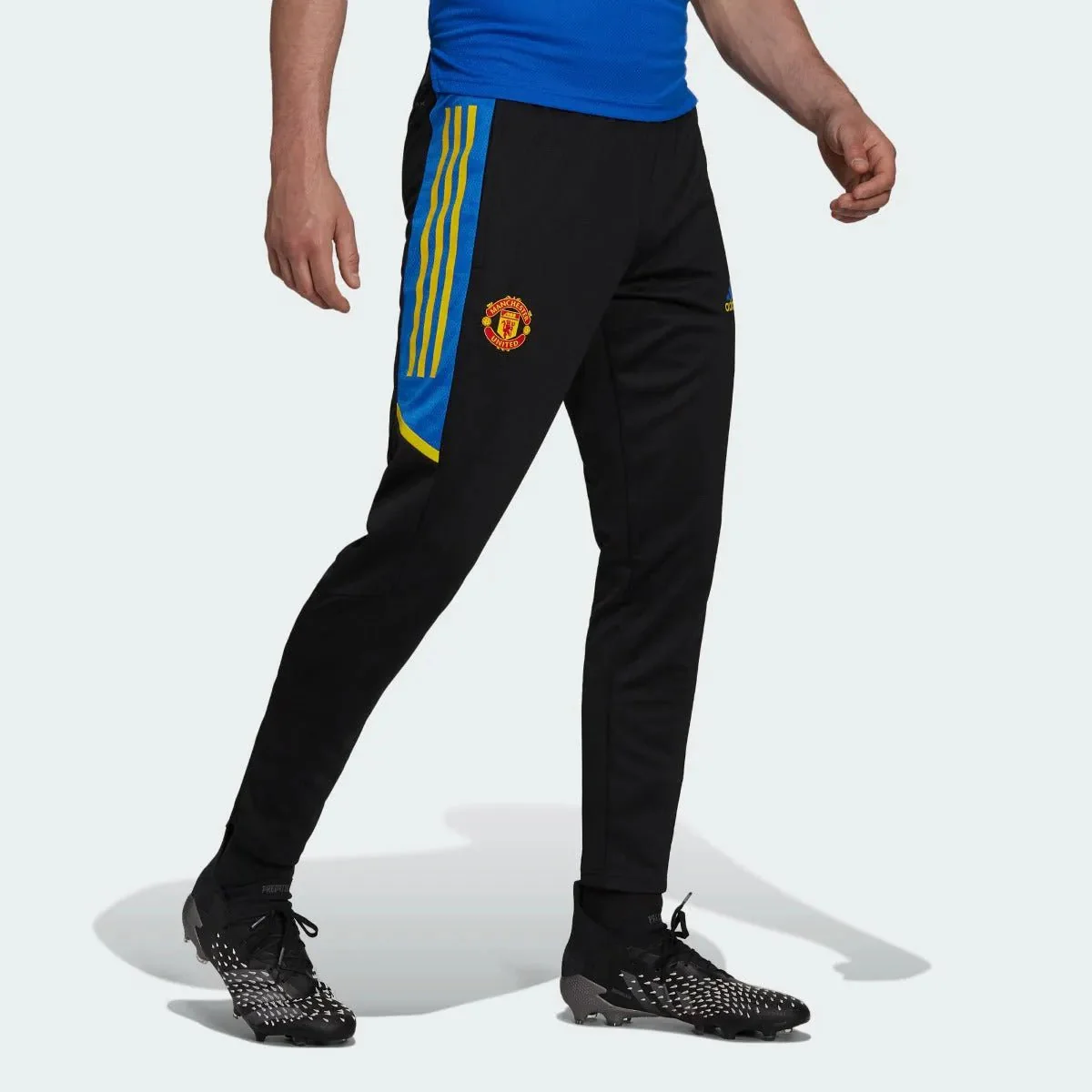 Adidas 2021-22 Manchester United Euro Training Pants - Black-Royal-Yellow - Image 2