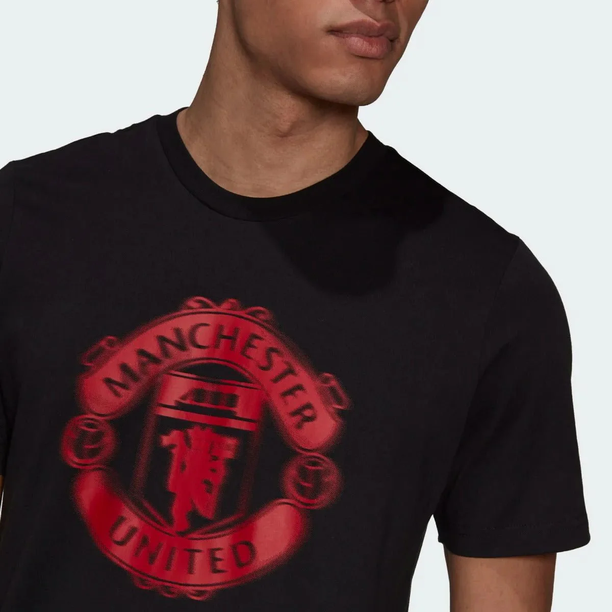 Adidas 2021-22 Manchester United Tee - Black-Red - Image 4