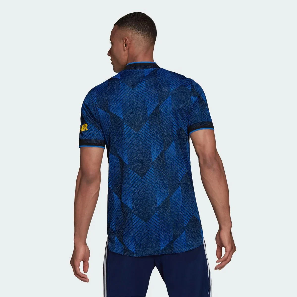 Adidas 2021-22 Manchester United Third Authentic Jersey - Glow Blue-Yellow - Image 3