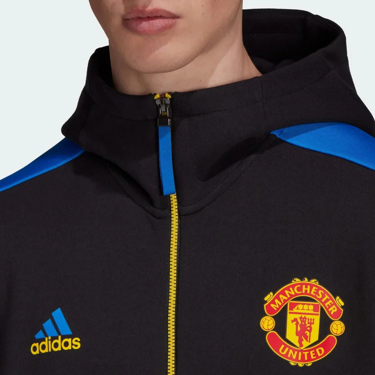 Adidas 2021-22 Manchester United ZNE Jacket - Black-Glow Blue - Image 4