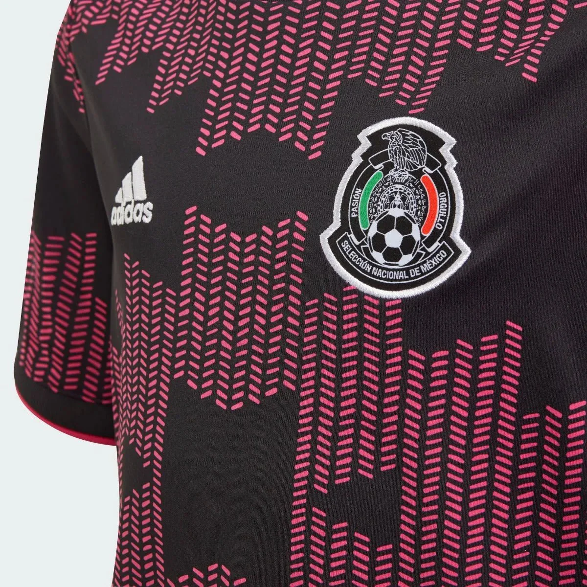 Adidas 2021-22 Mexico Youth Home Jersey - Black-Real Magenta - Image 3