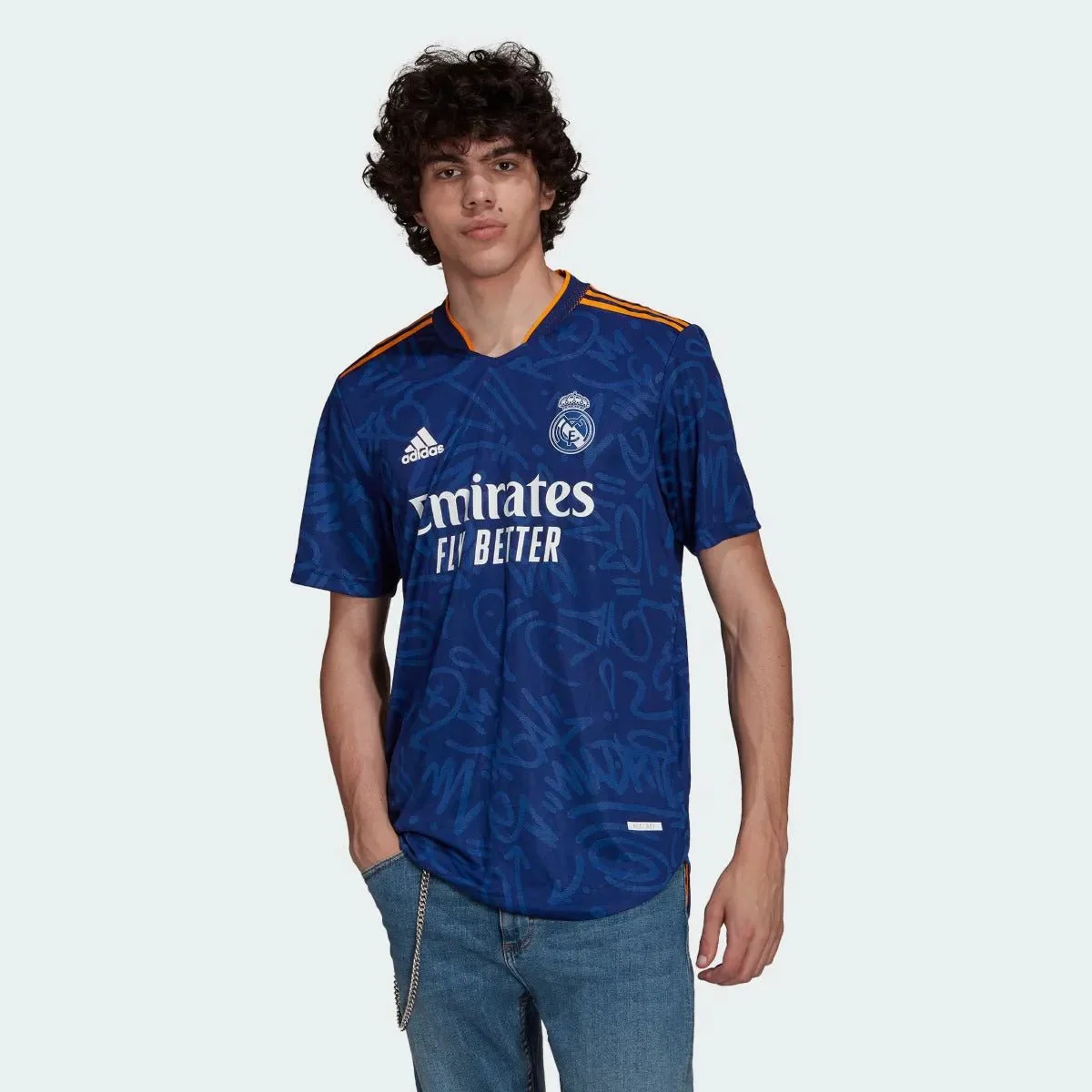 Adidas 2021-22 Real Madrid Authentic Away Jersey - Victory Blue - Image 3
