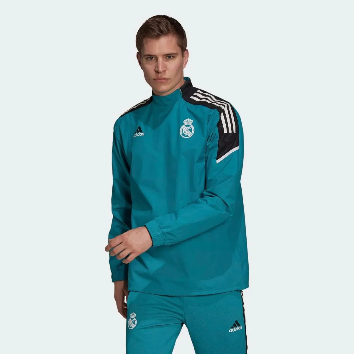 Adidas 2021-22 Real Madrid EU Hybrid Top - Teal-Black - Image 2