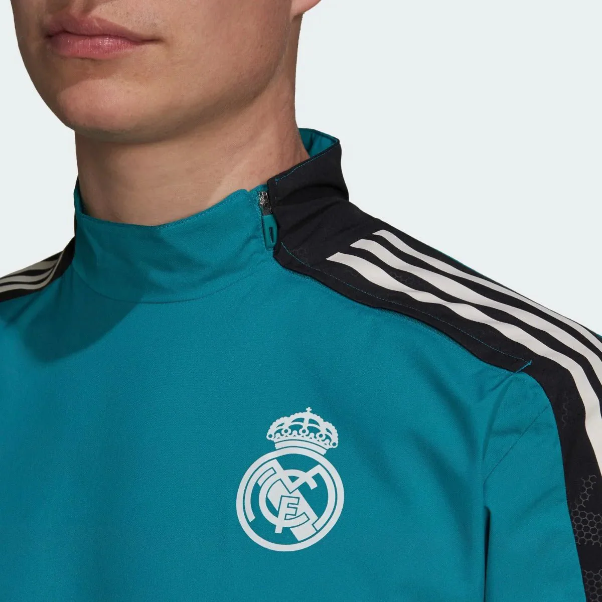 Adidas 2021-22 Real Madrid EU Hybrid Top - Teal-Black - Image 4