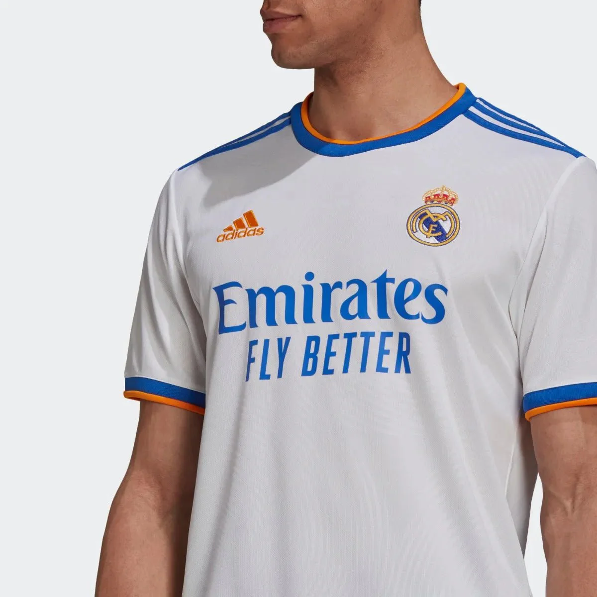 Adidas 2021-22 Real Madrid Home Jersey - White-Blue-Orange - Image 5
