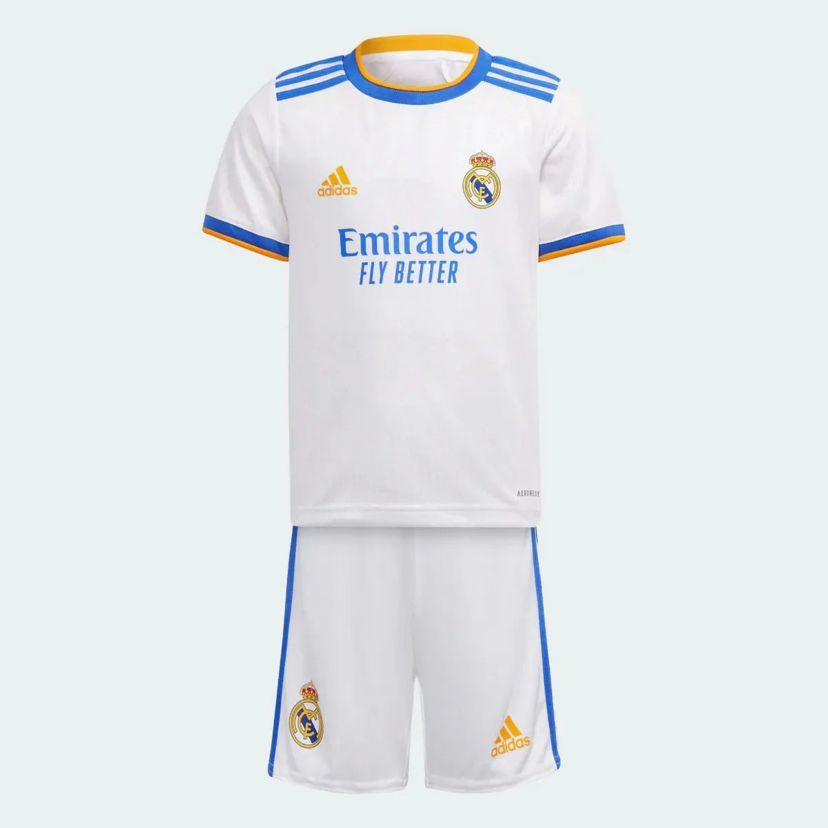 Adidas 2021-22 Real Madrid Home MINI Kit - White-Blue-Orange