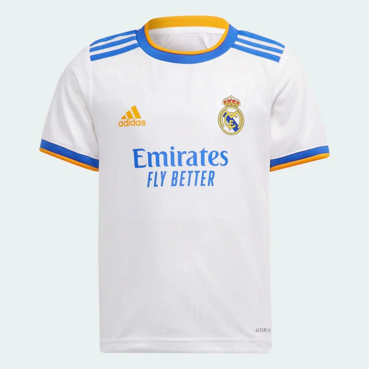Adidas 2021-22 Real Madrid Home MINI Kit - White-Blue-Orange - Image 2