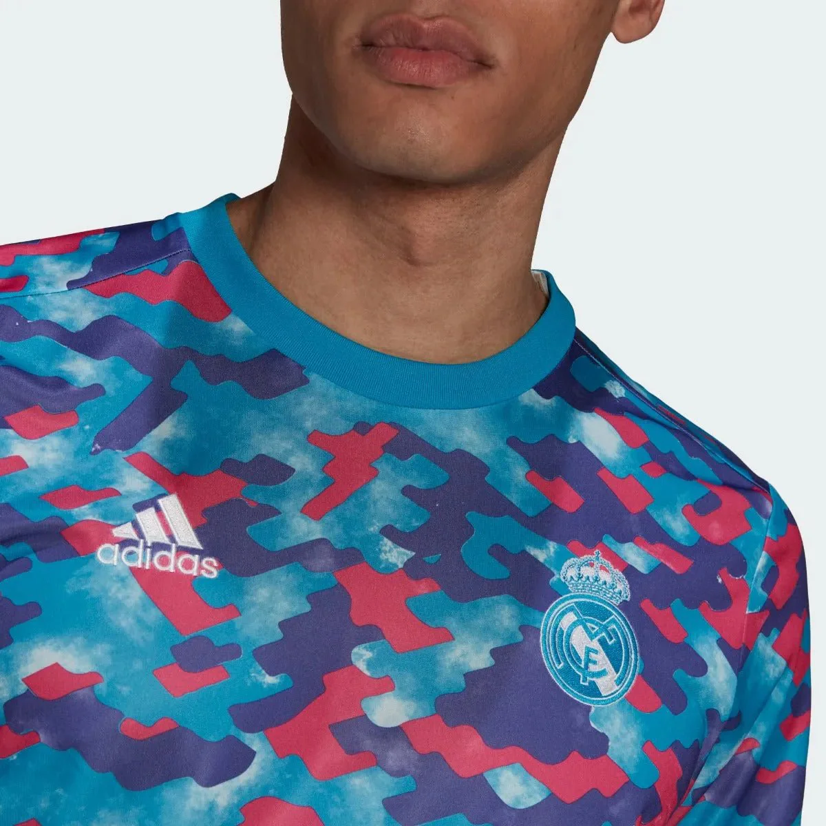 Adidas 2021-22 Real Madrid Pre-Match jersey - Cyan-Pink-Purple - Image 4