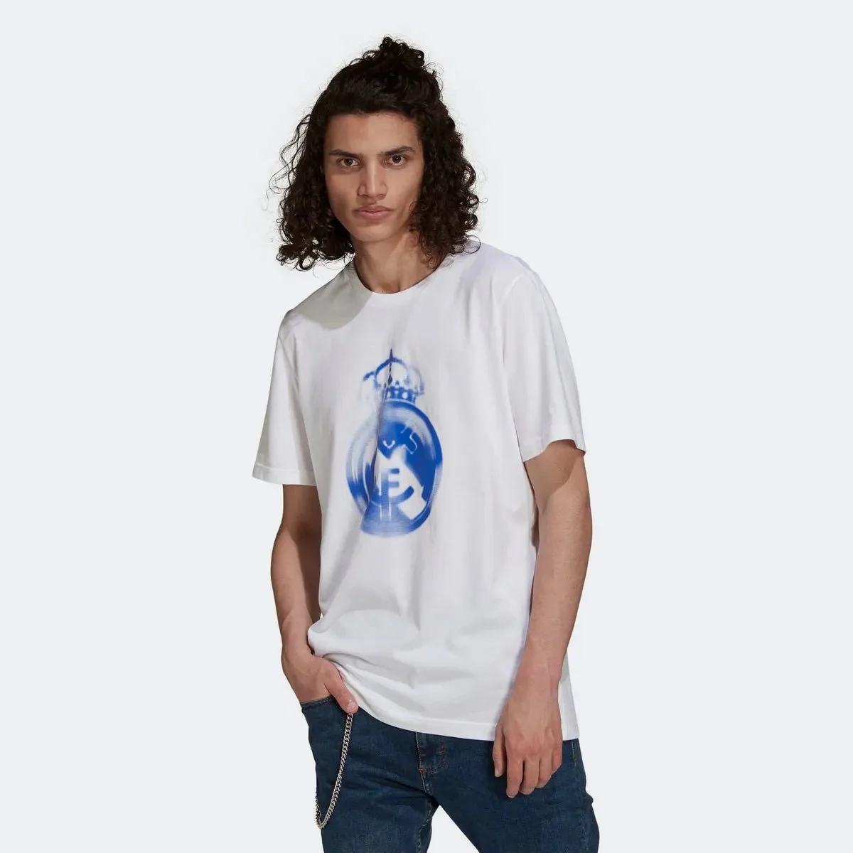 Adidas 2021-22 Real Madrid Tee - White-Blue - Image 2
