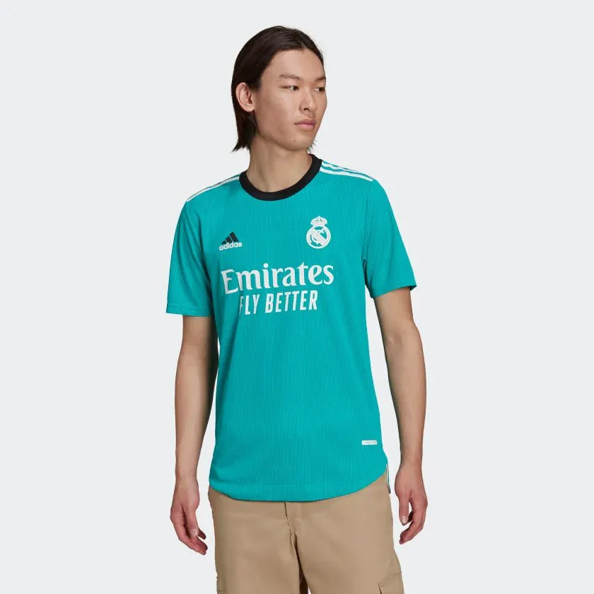 Adidas 2021-22 Real Madrid Third Authentic Jersey - Hi Res Aqua - Image 3