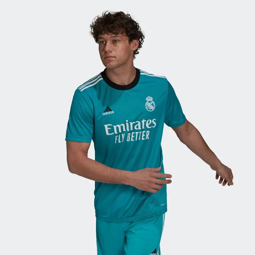 Adidas 2021-22 Real Madrid Third Jersey - Hi Res Aqua - Image 3