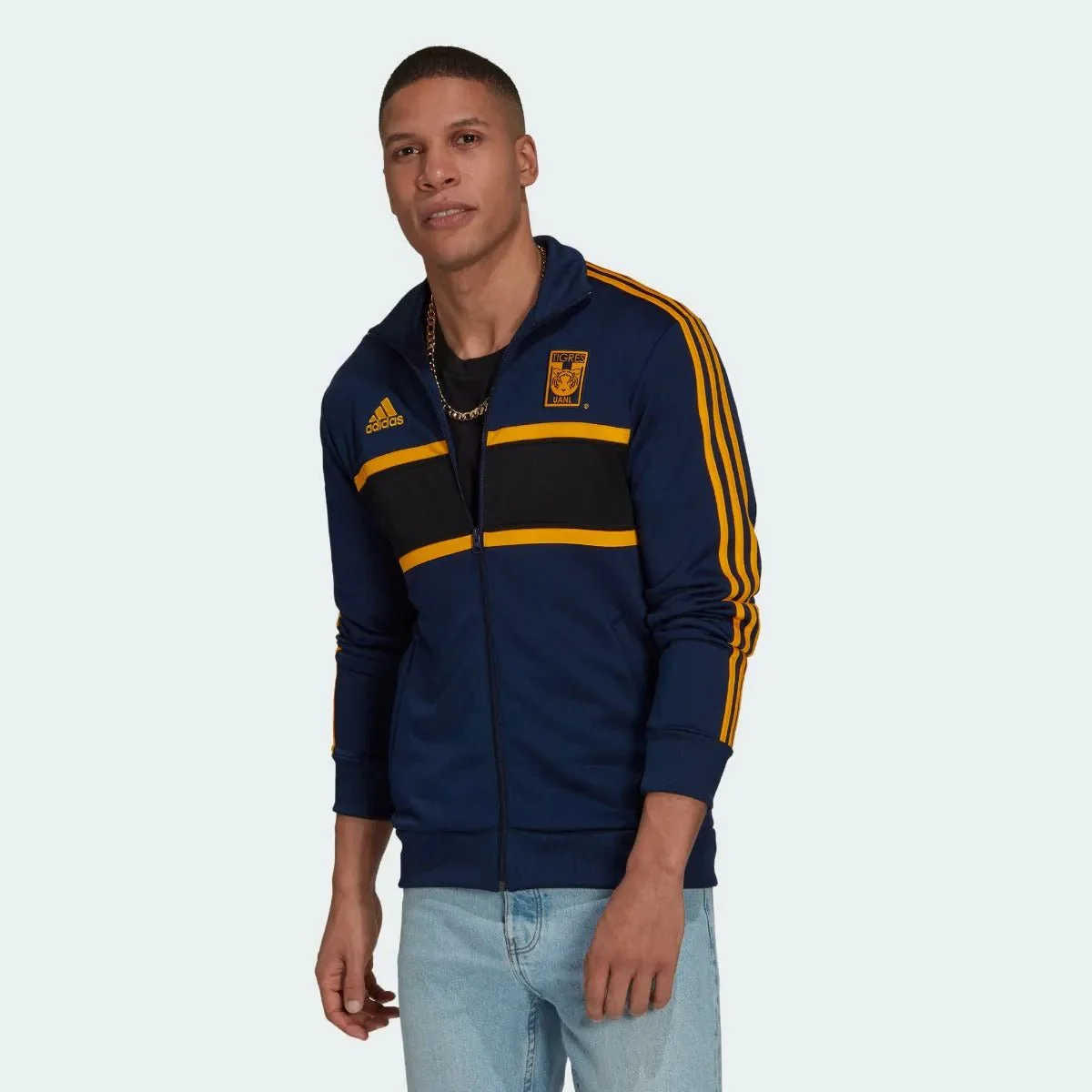 Adidas 2021-22 Tigres 3 Stripes Track Top - Indigo-Gold - Image 2