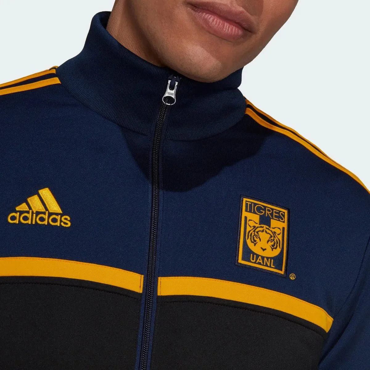 Adidas 2021-22 Tigres 3 Stripes Track Top - Indigo-Gold - Image 4