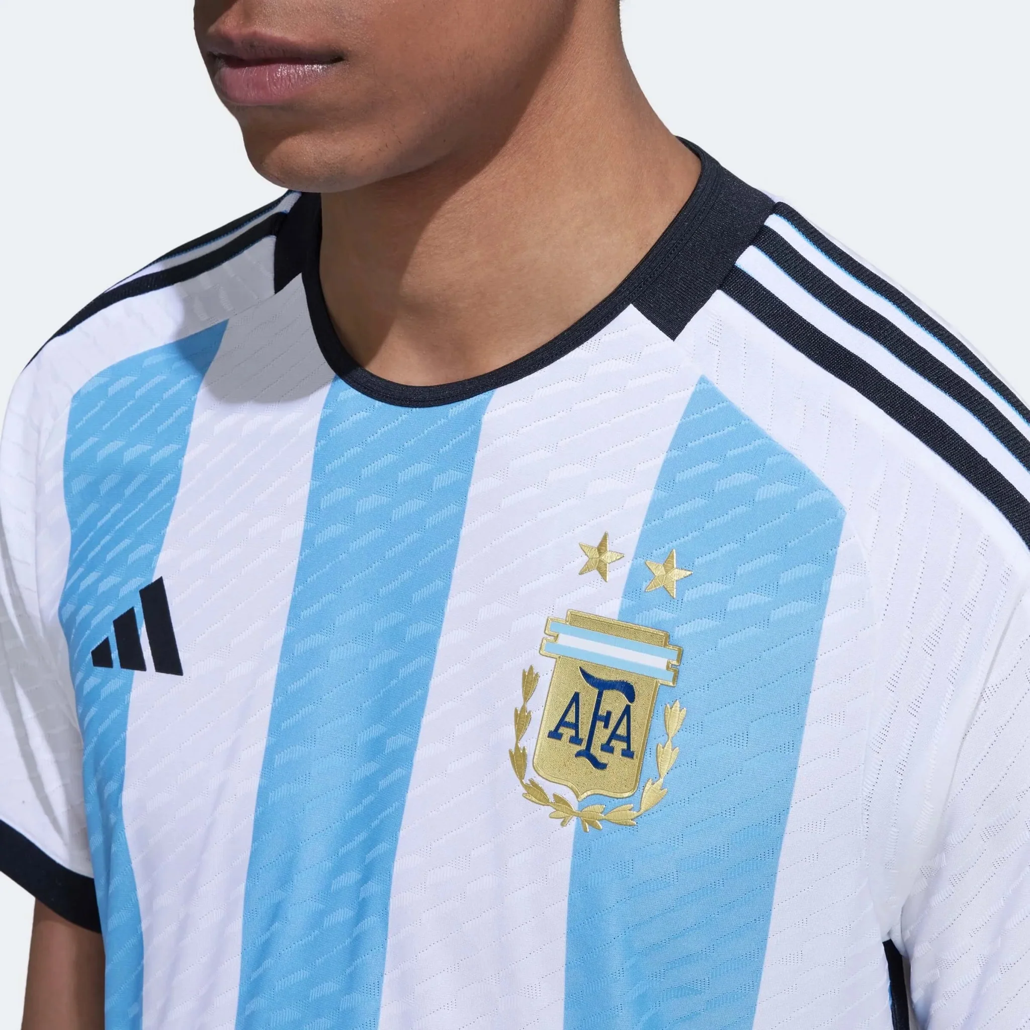 adidas 2022-23 Argentina Authentic Home Jersey - White-Light Blue - Image 5