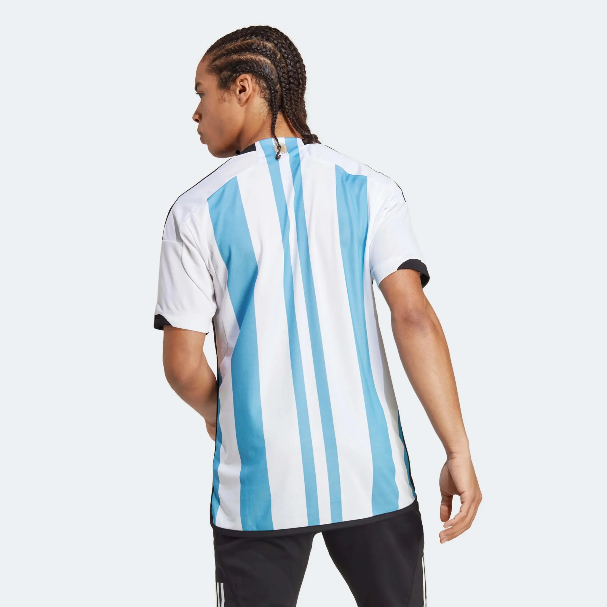 adidas 2022-23 Argentina Home Jersey World Cup 3 Star- White - Light Blue - Image 11