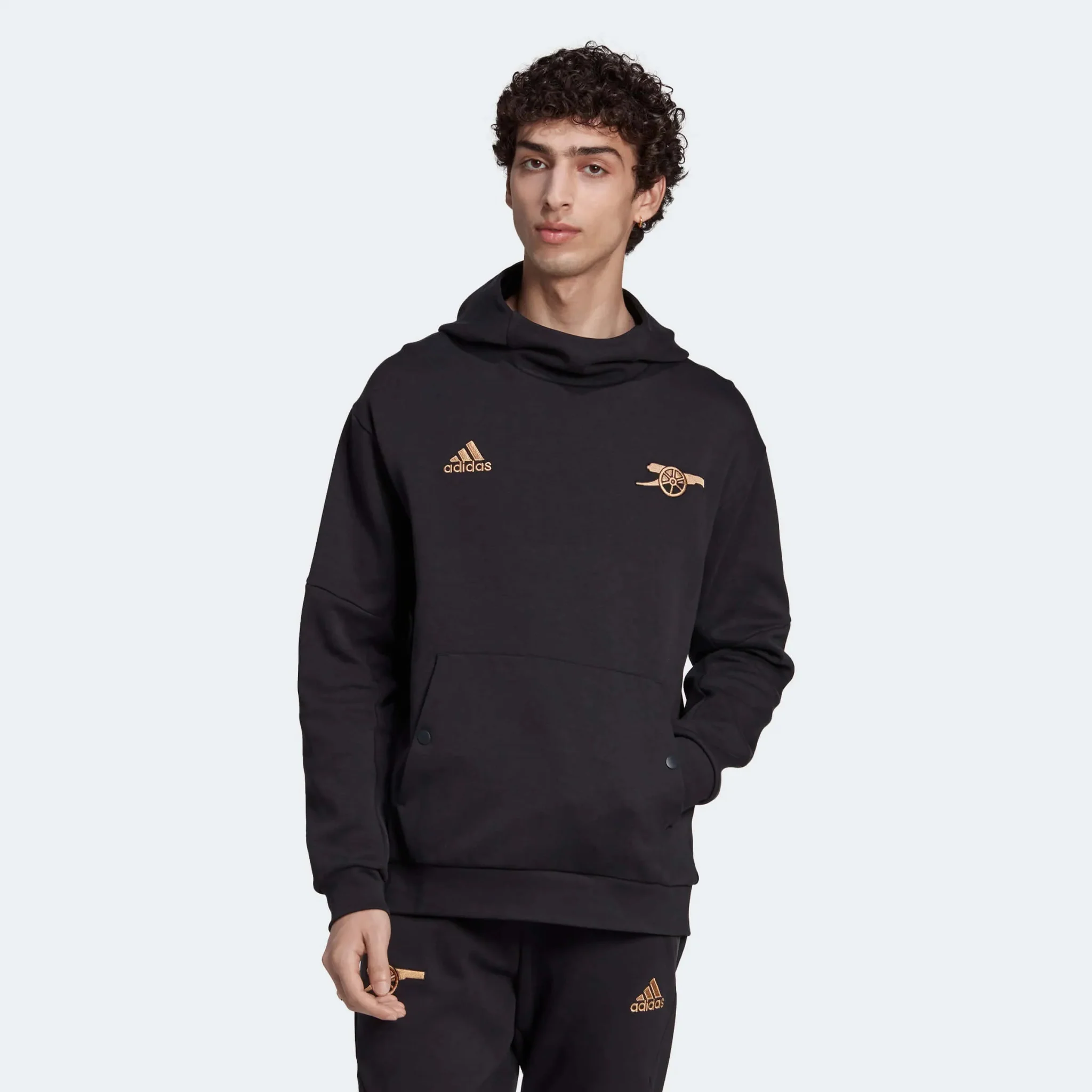 adidas 2022-23 Arsenal Travel Hoody - Black - Image 2