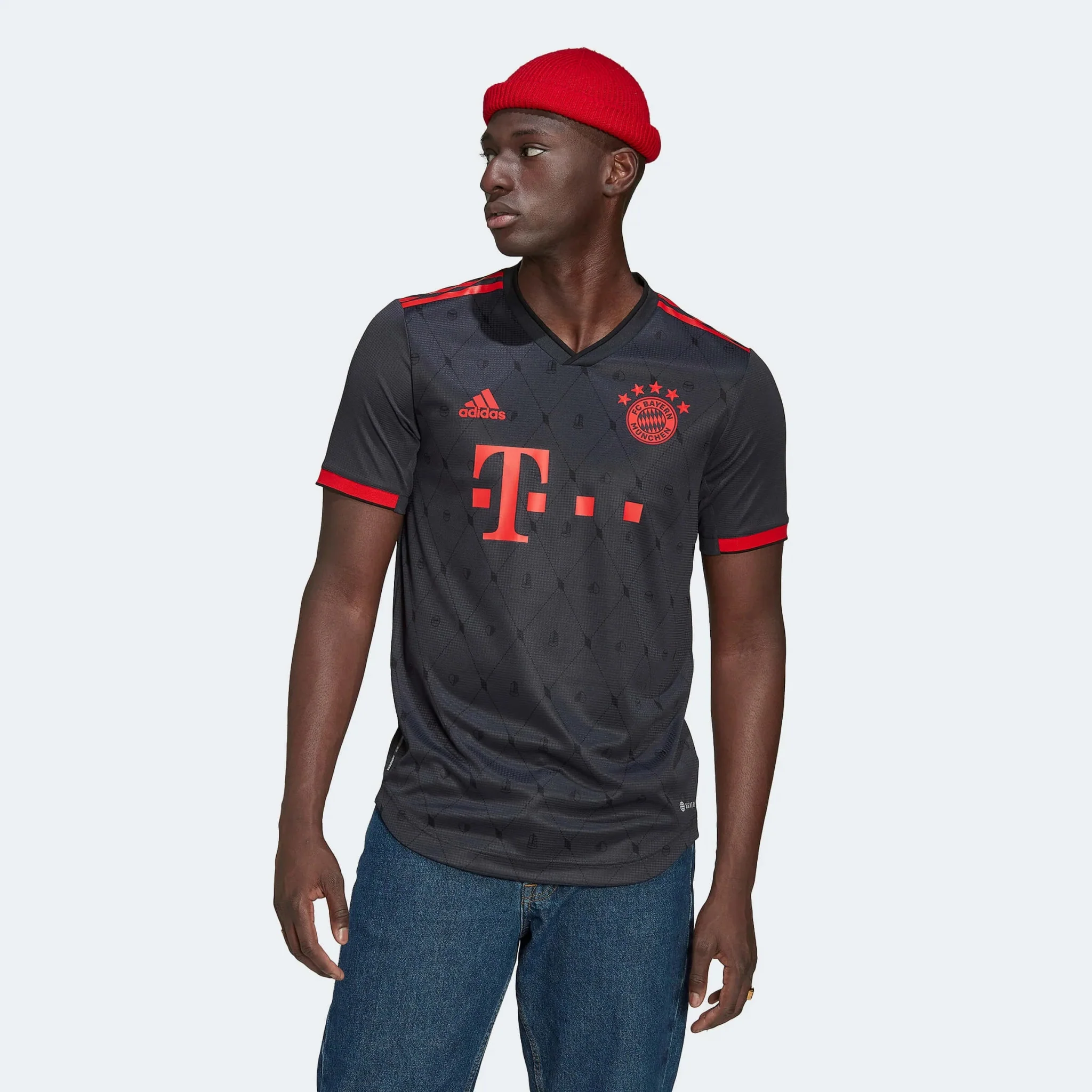 adidas 2022-23 Bayern Munich Authentic Third Jersey - Black-Red - Image 3