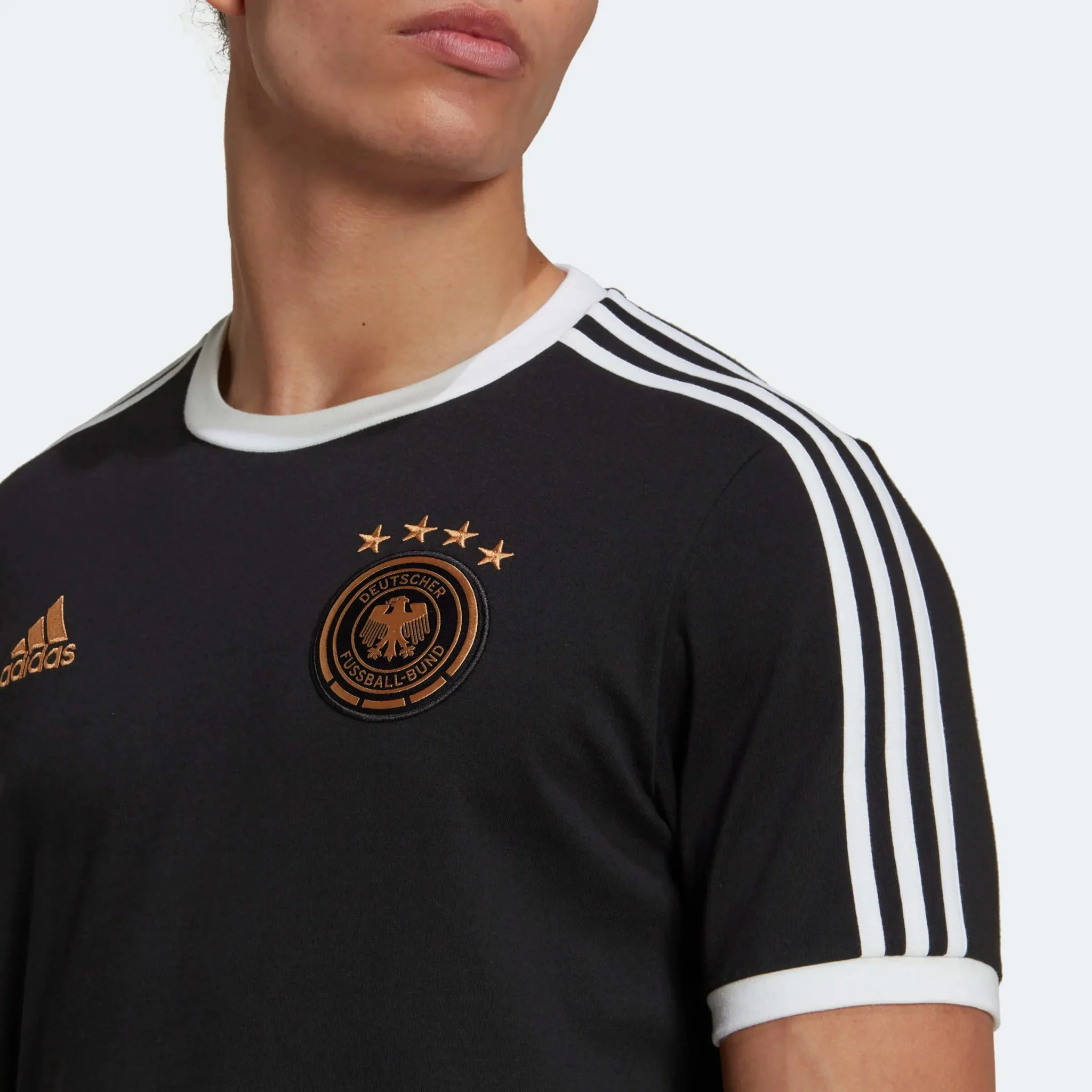 adidas 2022-23 Germany 3-Stripes Tee - Black-White - Image 4