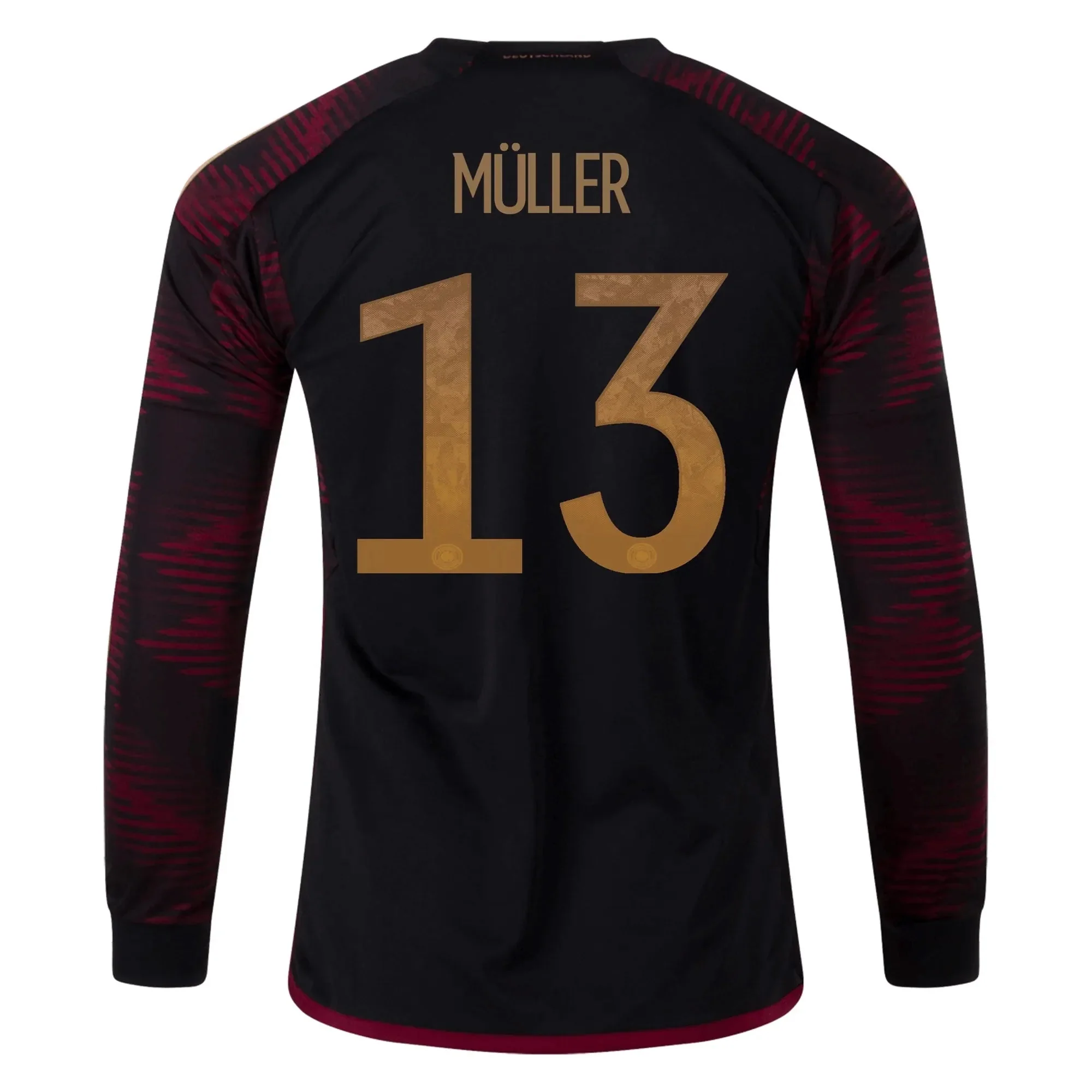 adidas 2022-23 Germany Away Long Sleeve Jersey Black - Image 2