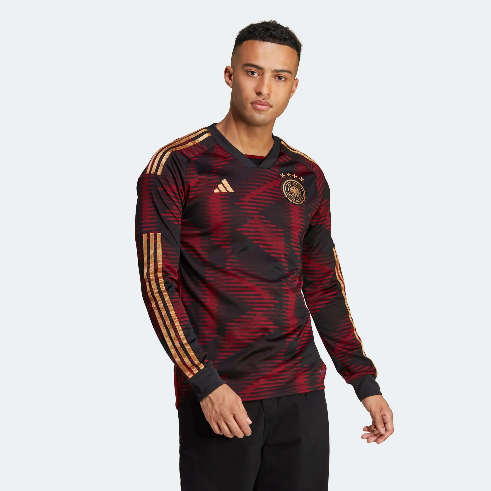 adidas 2022-23 Germany Away Long Sleeve Jersey Black - Image 6