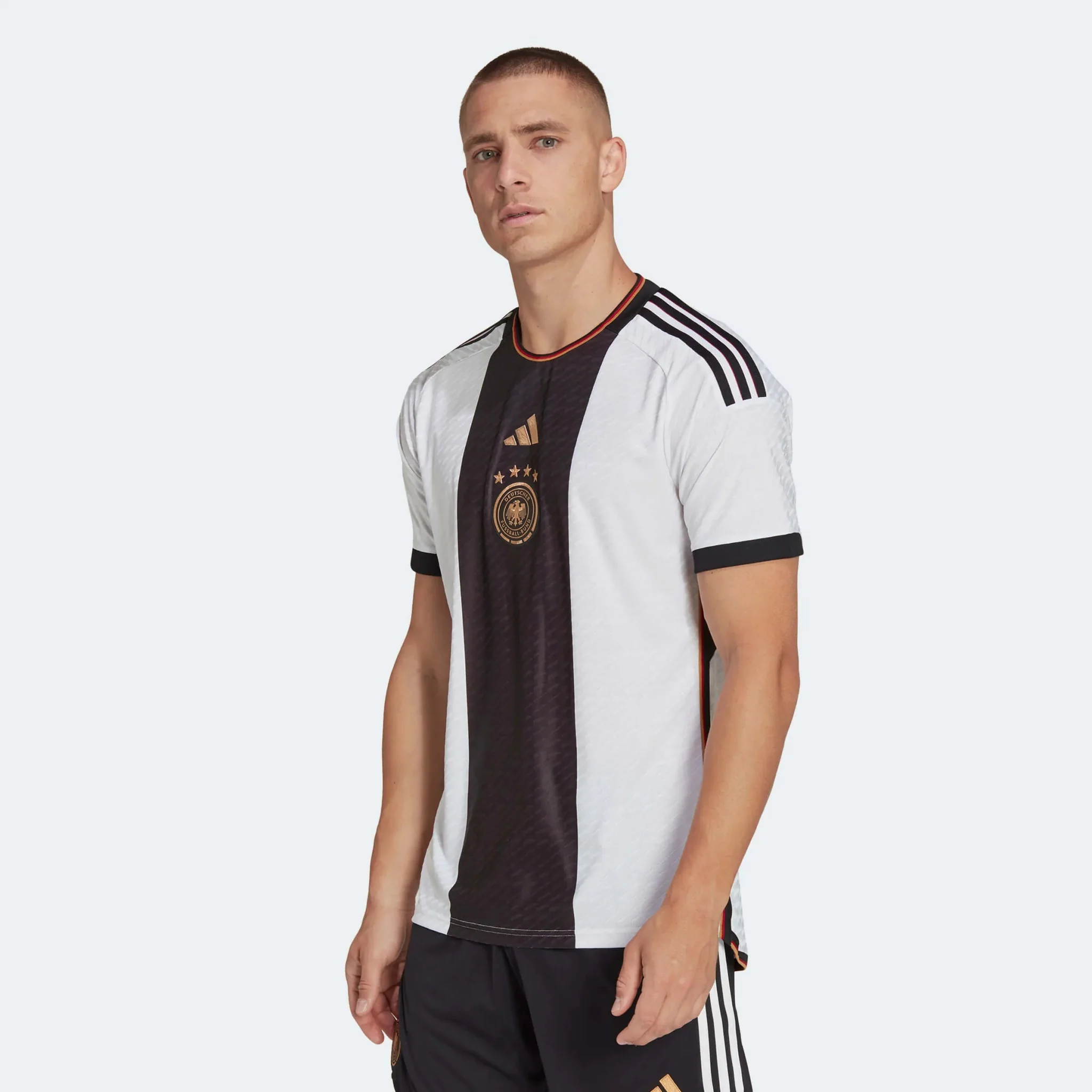 adidas 2022-23 Germany Home Authentic Jersey White-Black - Image 3