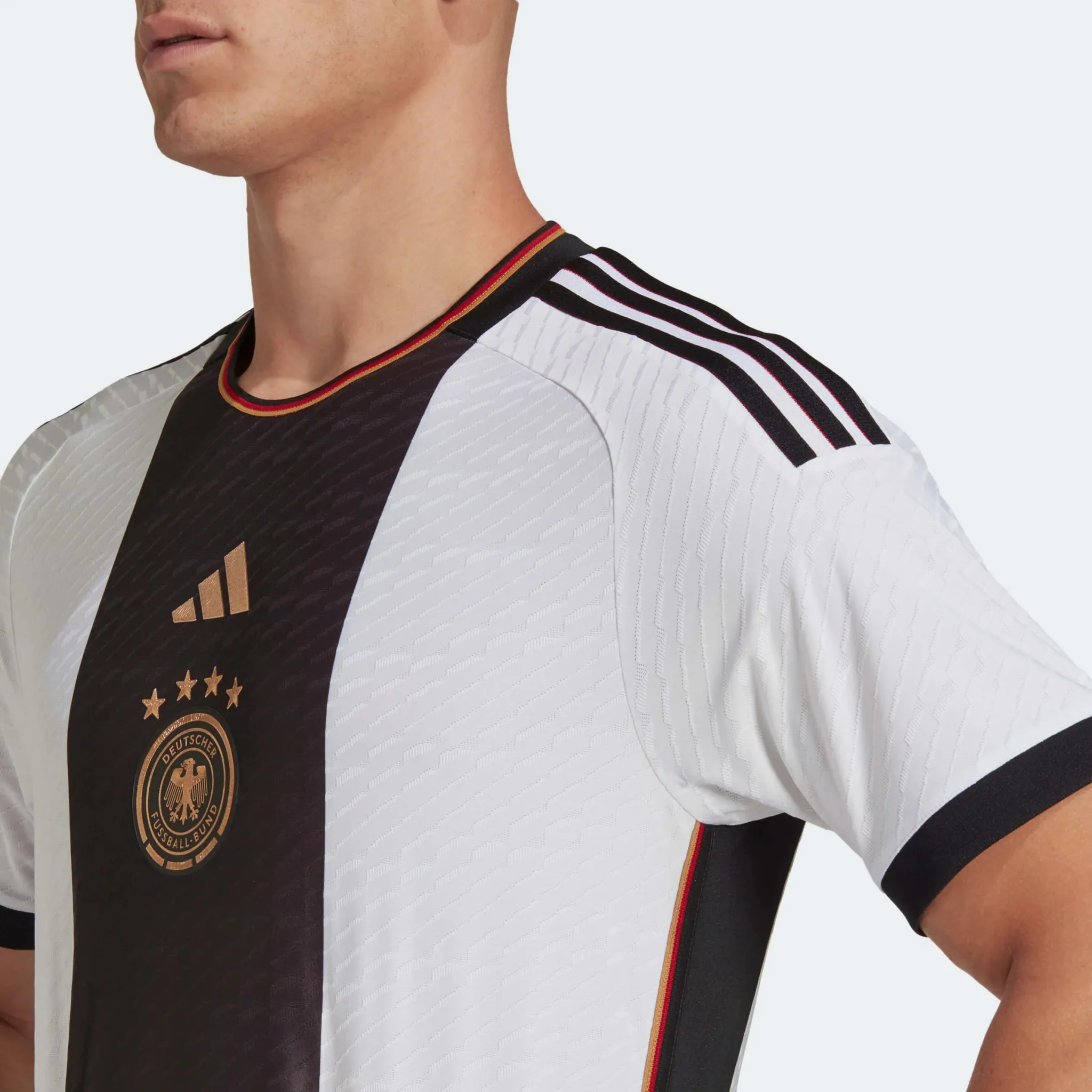 adidas 2022-23 Germany Home Authentic Jersey White-Black - Image 5