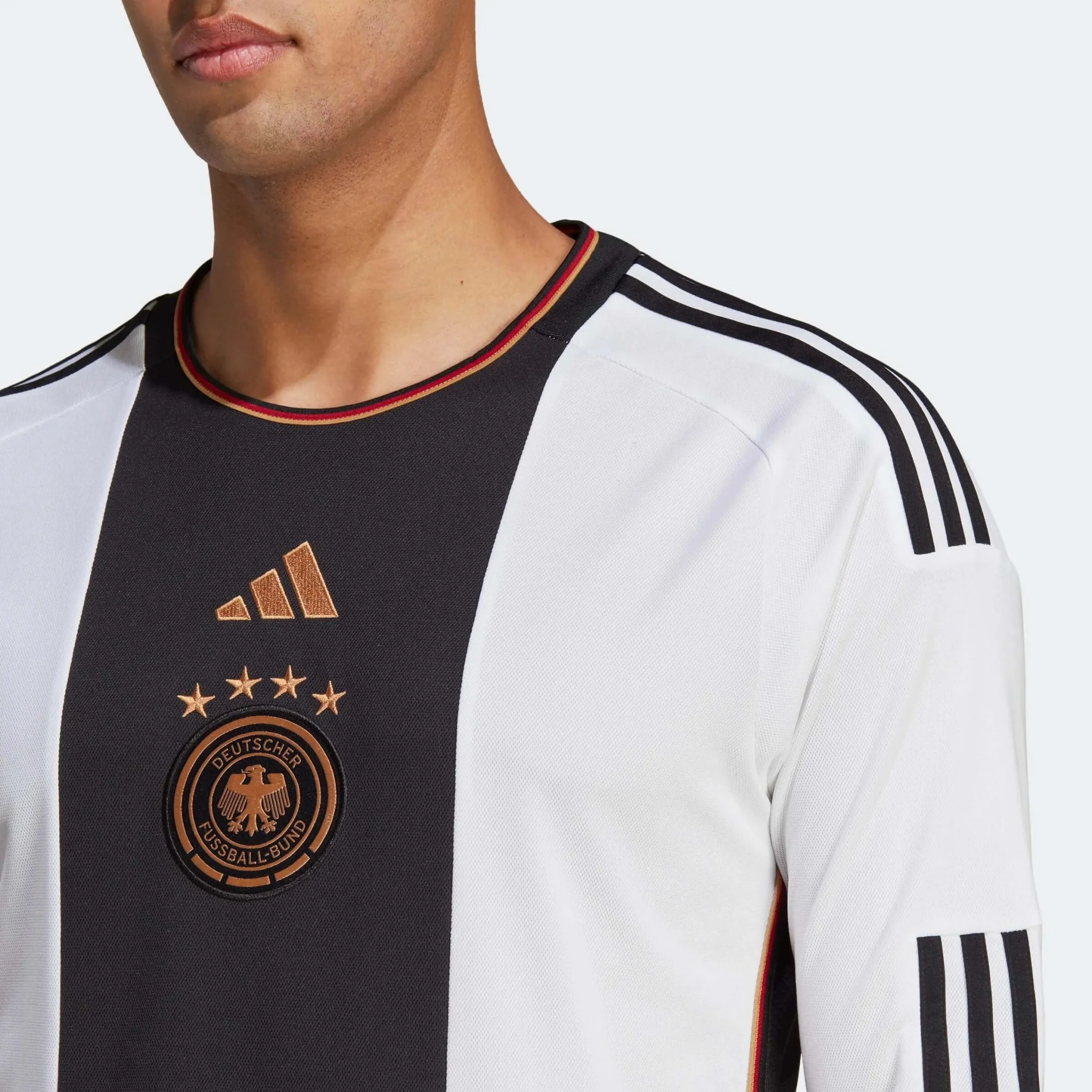 Adidas 2022-23 Germany Home Long Sleeve Jersey White-Black - Image 5