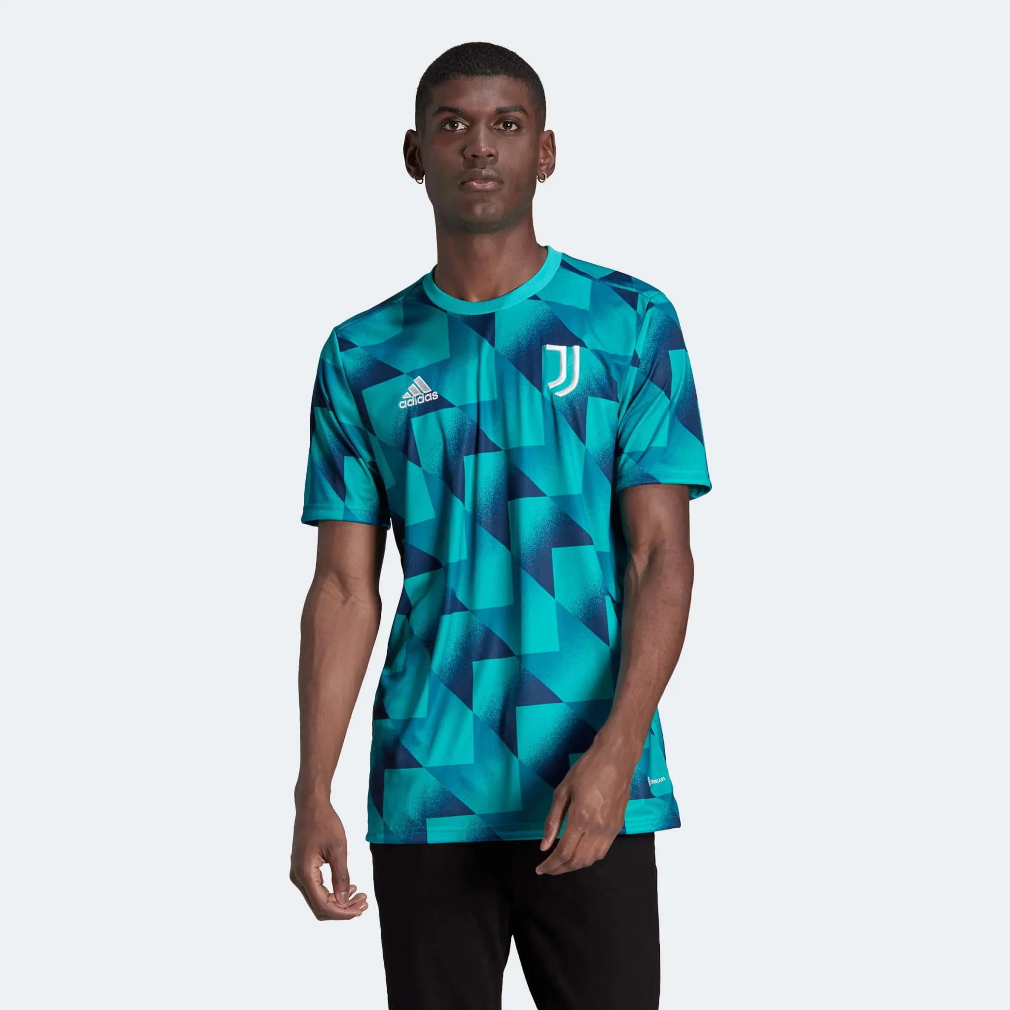 adidas 2022-23 Juventus Pre-Match Jersey - Aqua-Teal-Navy - Image 3