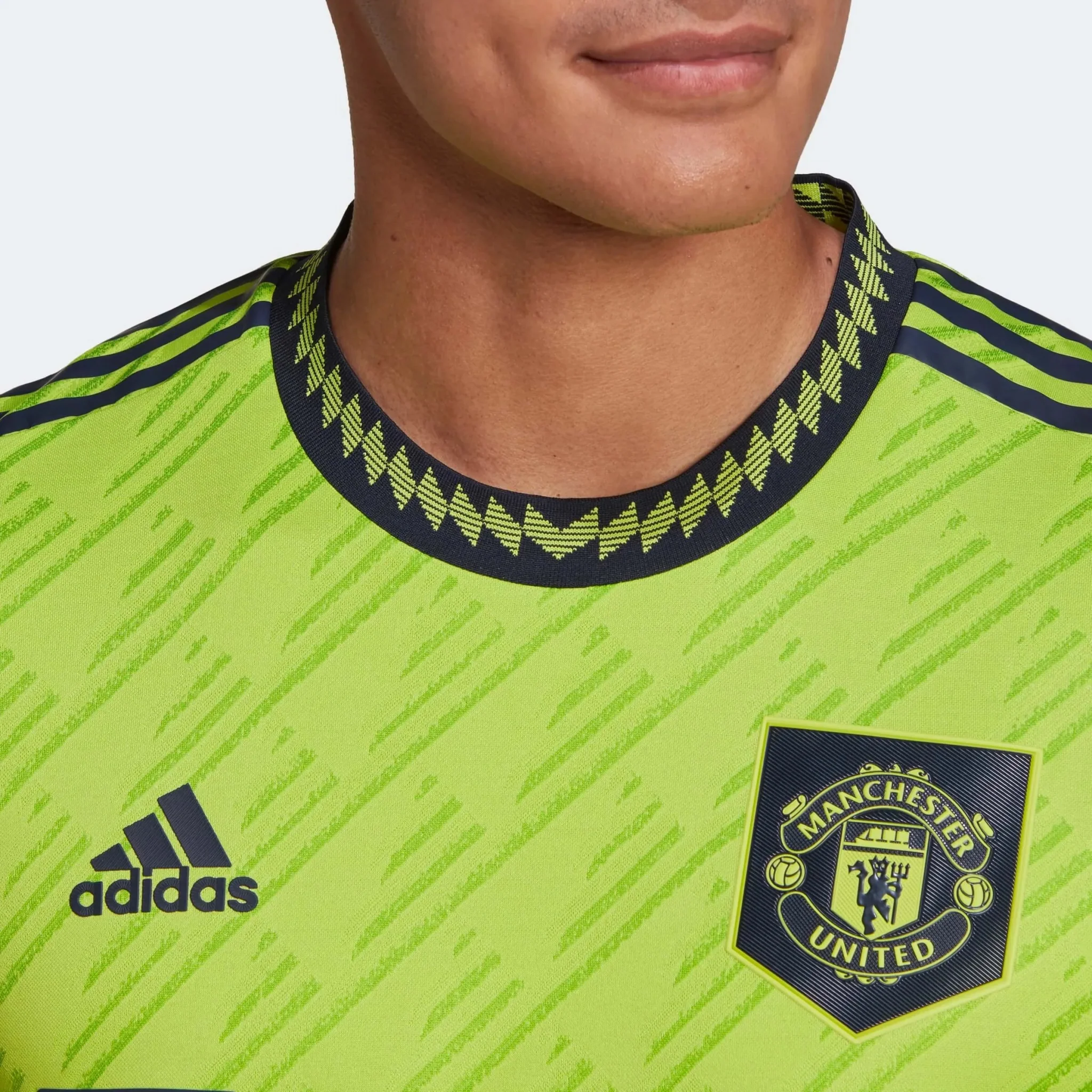 adidas 2022-23 Manchester United Authentic Third Jersey - Solar Slime - Image 8
