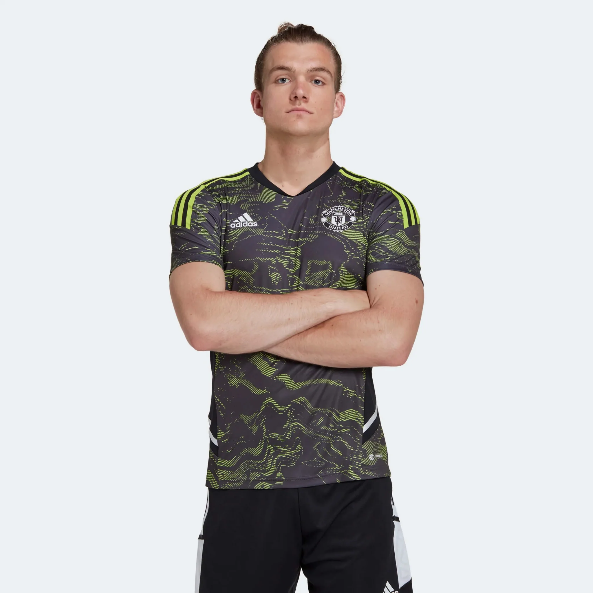 adidas 2022-23 Manchester United EU Training Jersey - Black-Slime - Image 2