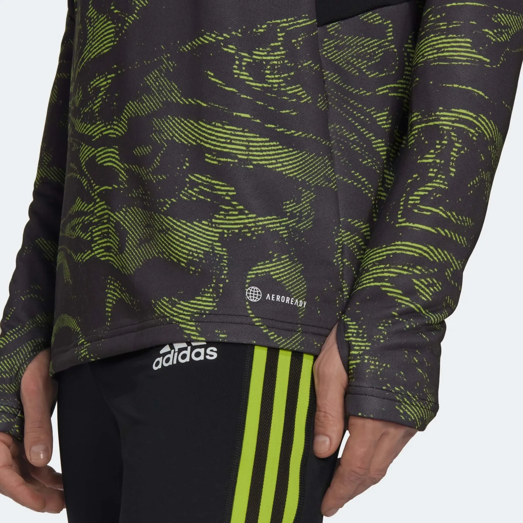 adidas 2022-23 Manchester United EU Training Top - Black-Slime - Image 5