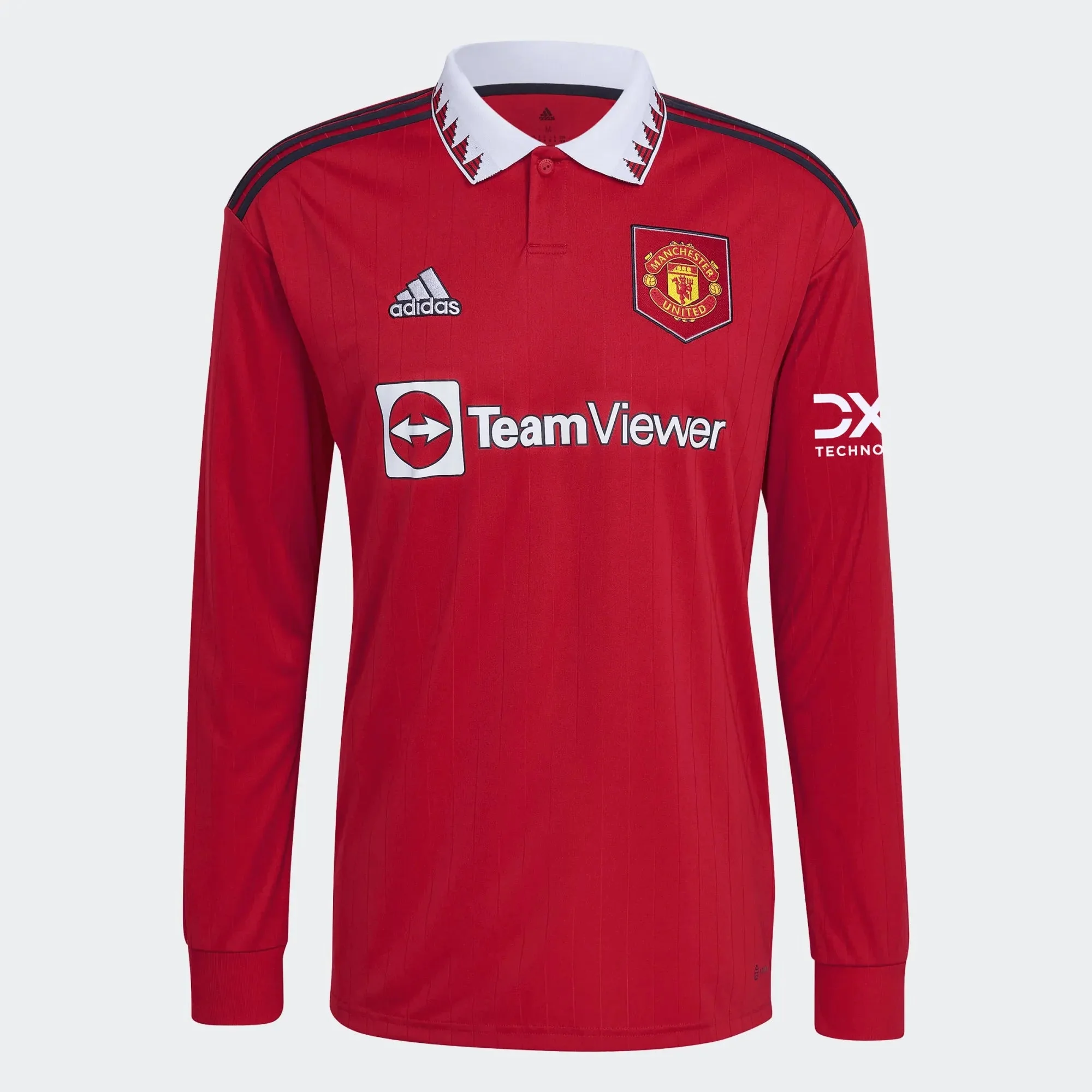 adidas 2022-23 Manchester United Home Long Sleeve Jersey - Red-White - Image 4