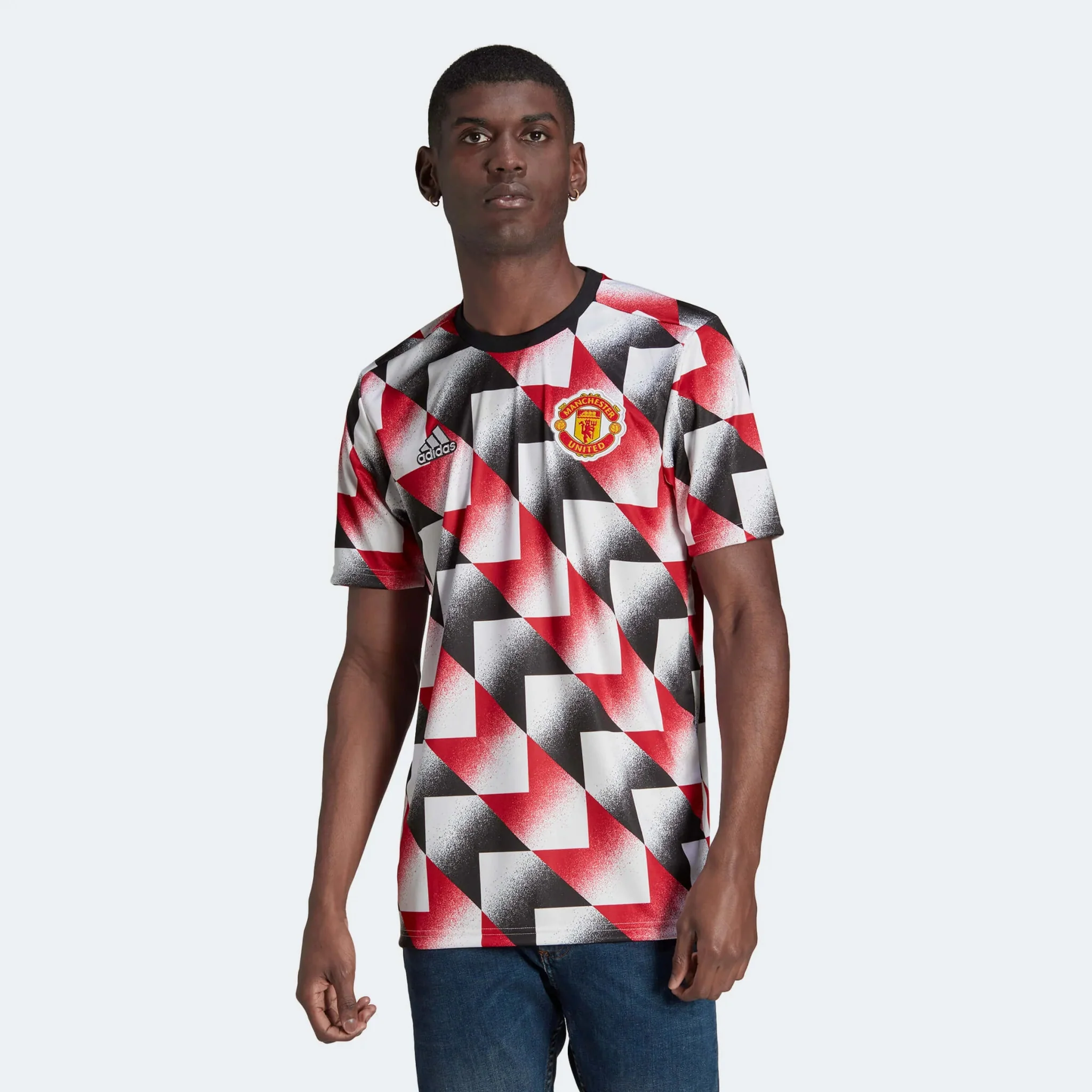 adidas 2022-23 Manchester United Pre-Match Jersey - White-Red-Black - Image 3