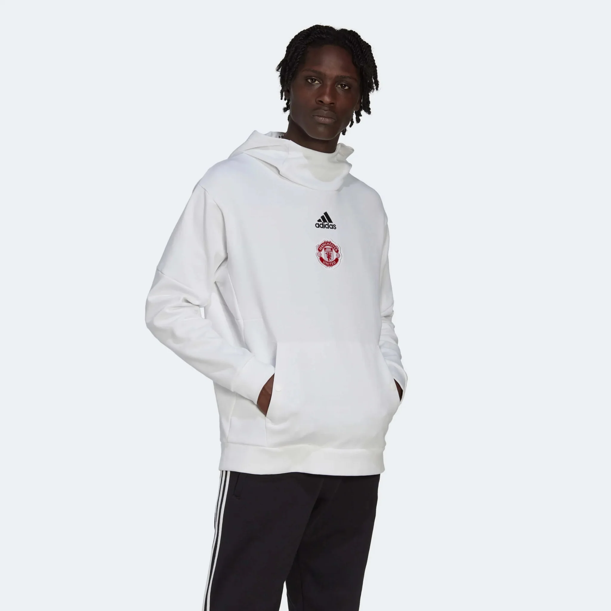 adidas 2022-23 Manchester United Travel Hoodie - White - Image 2
